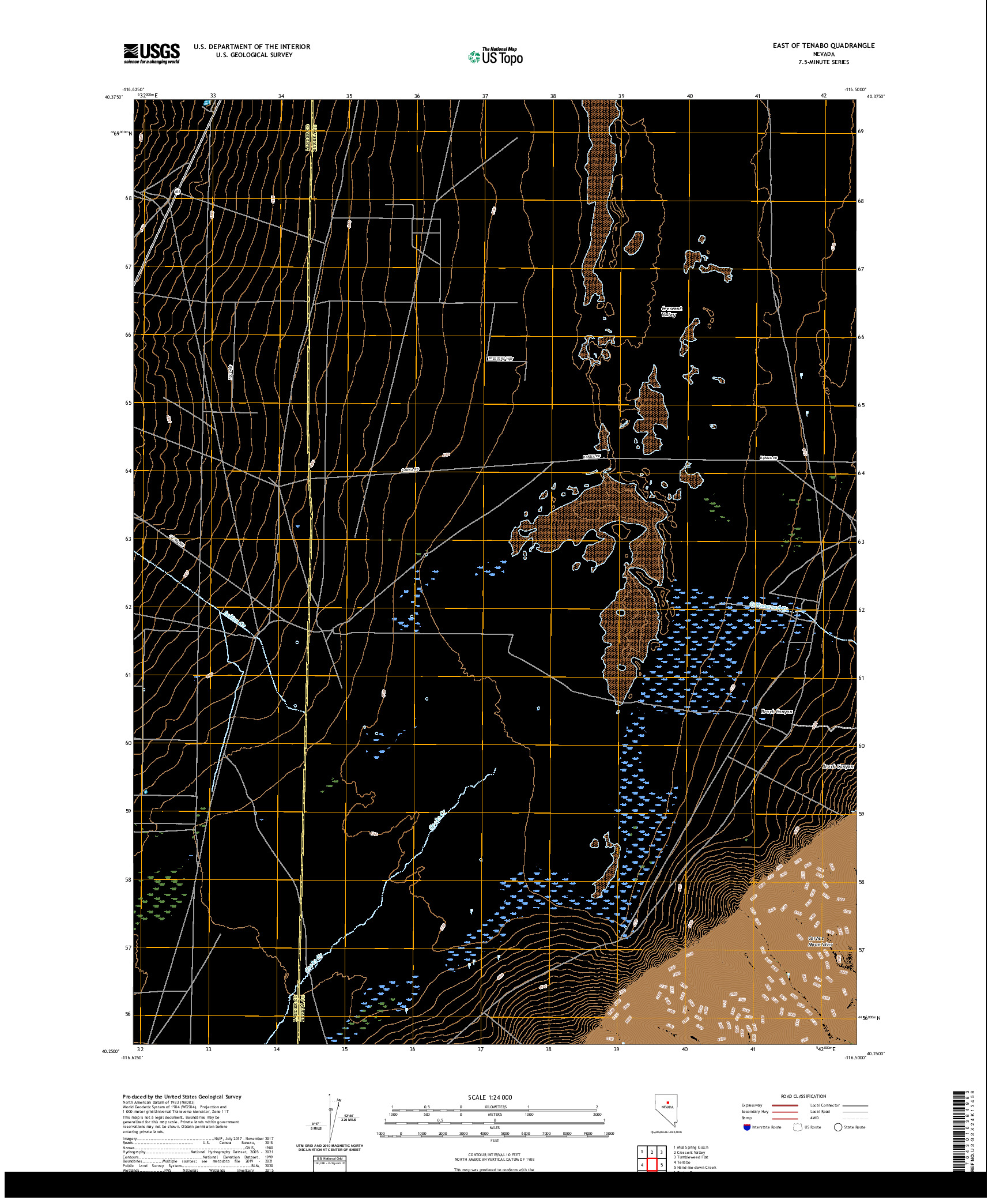 US TOPO 7.5-MINUTE MAP FOR EAST OF TENABO, NV