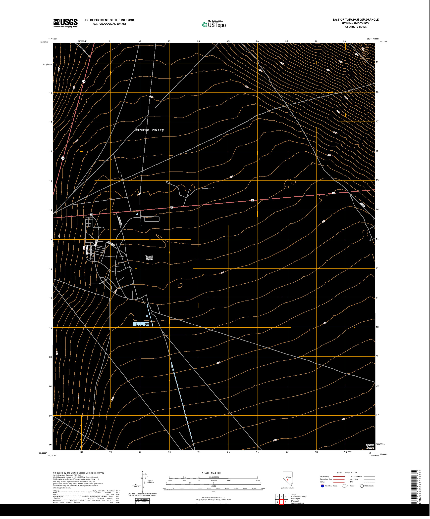 US TOPO 7.5-MINUTE MAP FOR EAST OF TONOPAH, NV