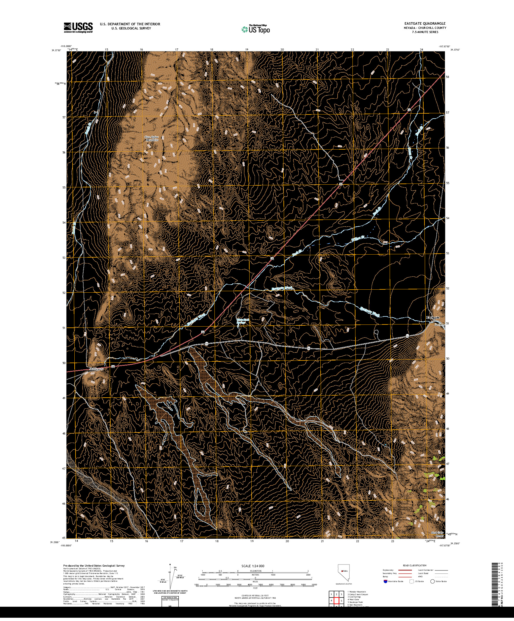 US TOPO 7.5-MINUTE MAP FOR EASTGATE, NV