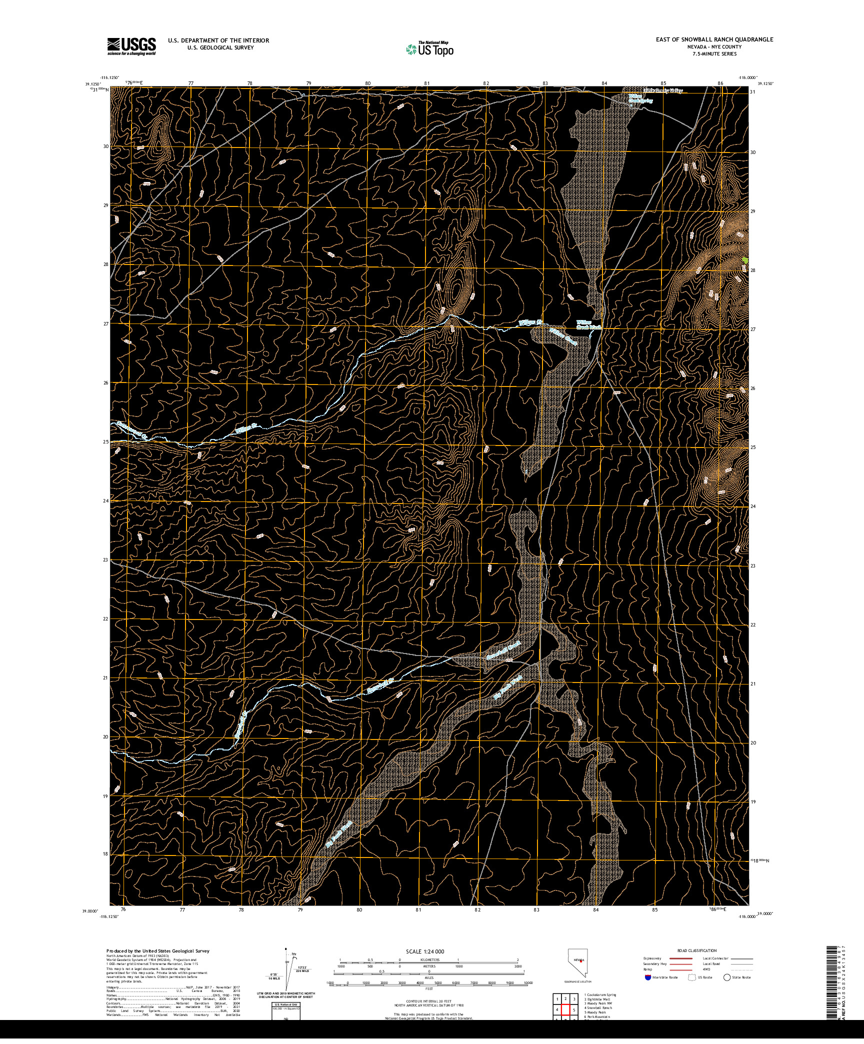 US TOPO 7.5-MINUTE MAP FOR EAST OF SNOWBALL RANCH, NV