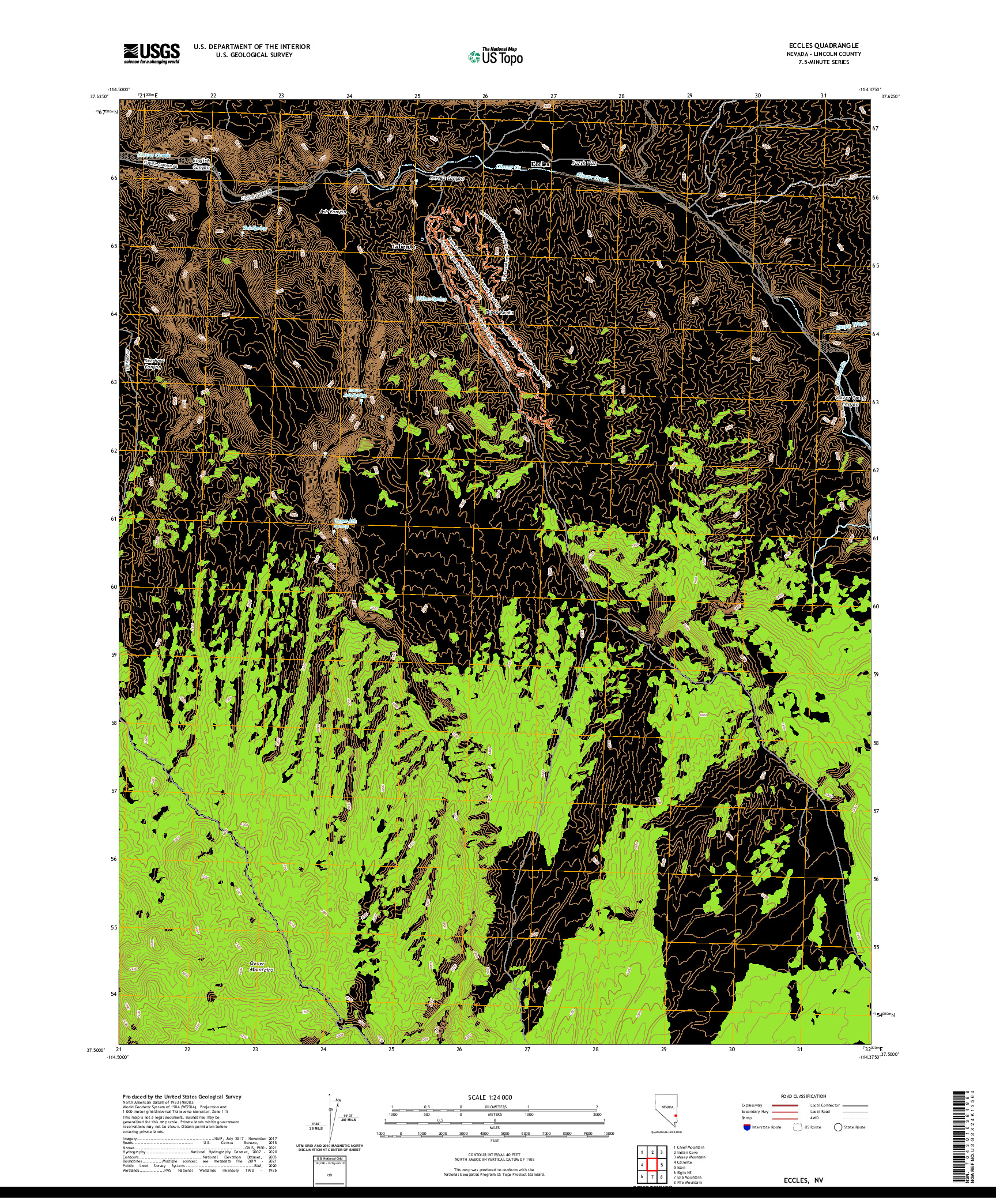 US TOPO 7.5-MINUTE MAP FOR ECCLES, NV