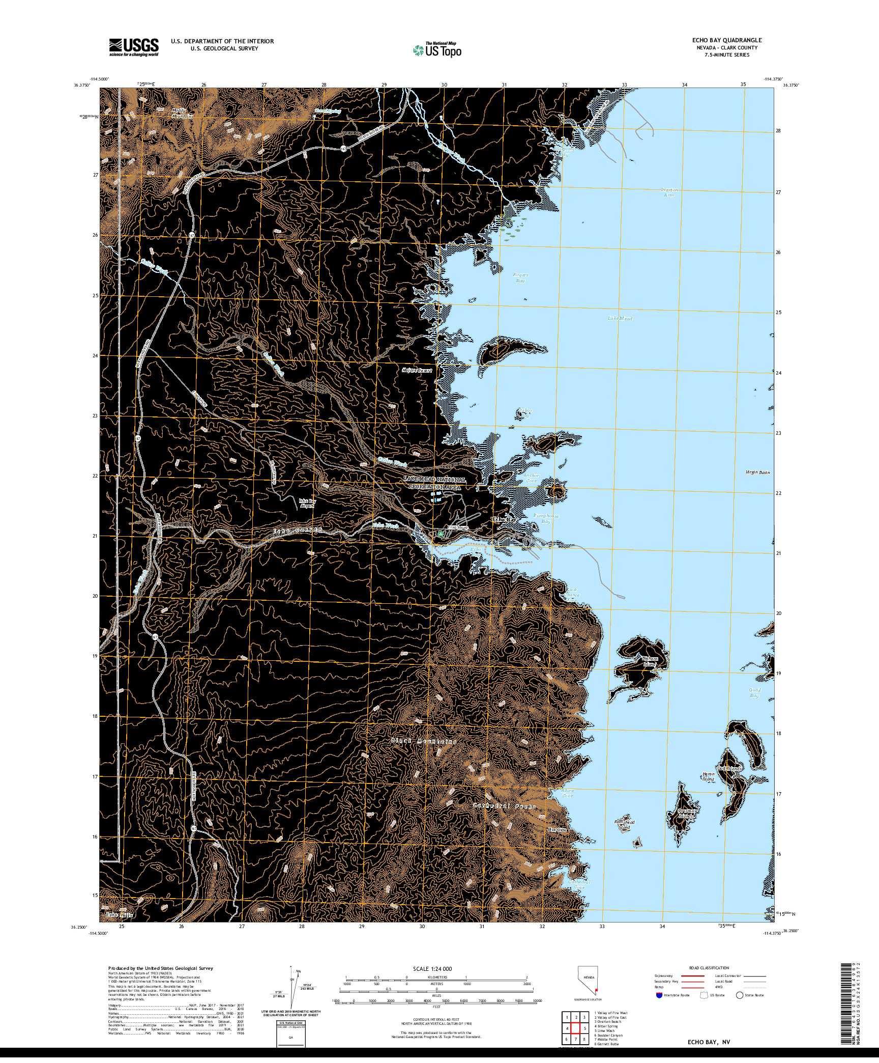 US TOPO 7.5-MINUTE MAP FOR ECHO BAY, NV