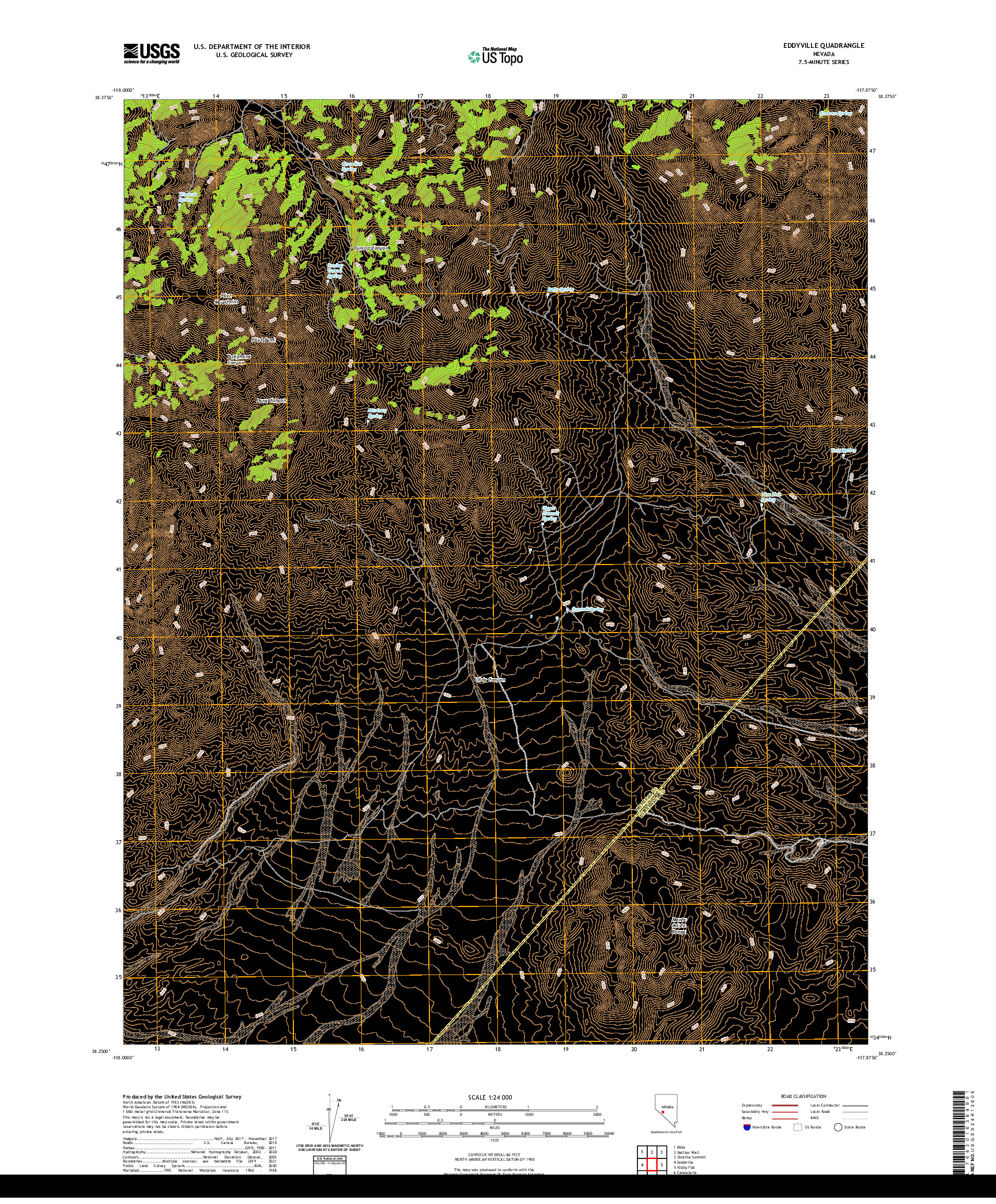 US TOPO 7.5-MINUTE MAP FOR EDDYVILLE, NV