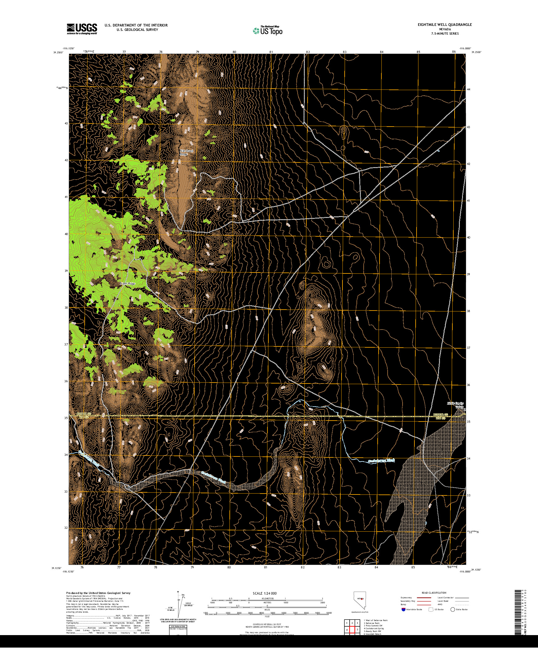 US TOPO 7.5-MINUTE MAP FOR EIGHTMILE WELL, NV