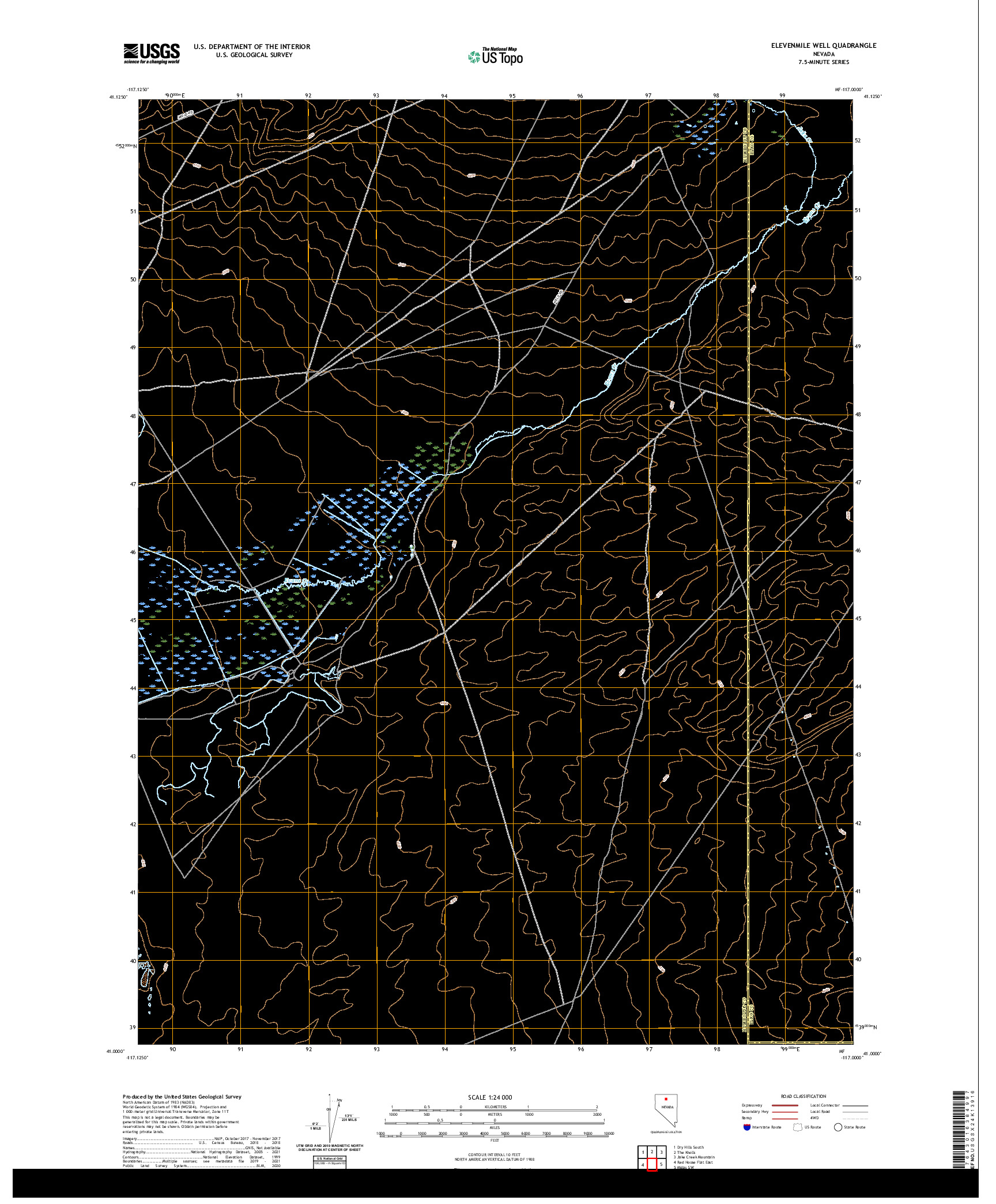 US TOPO 7.5-MINUTE MAP FOR ELEVENMILE WELL, NV