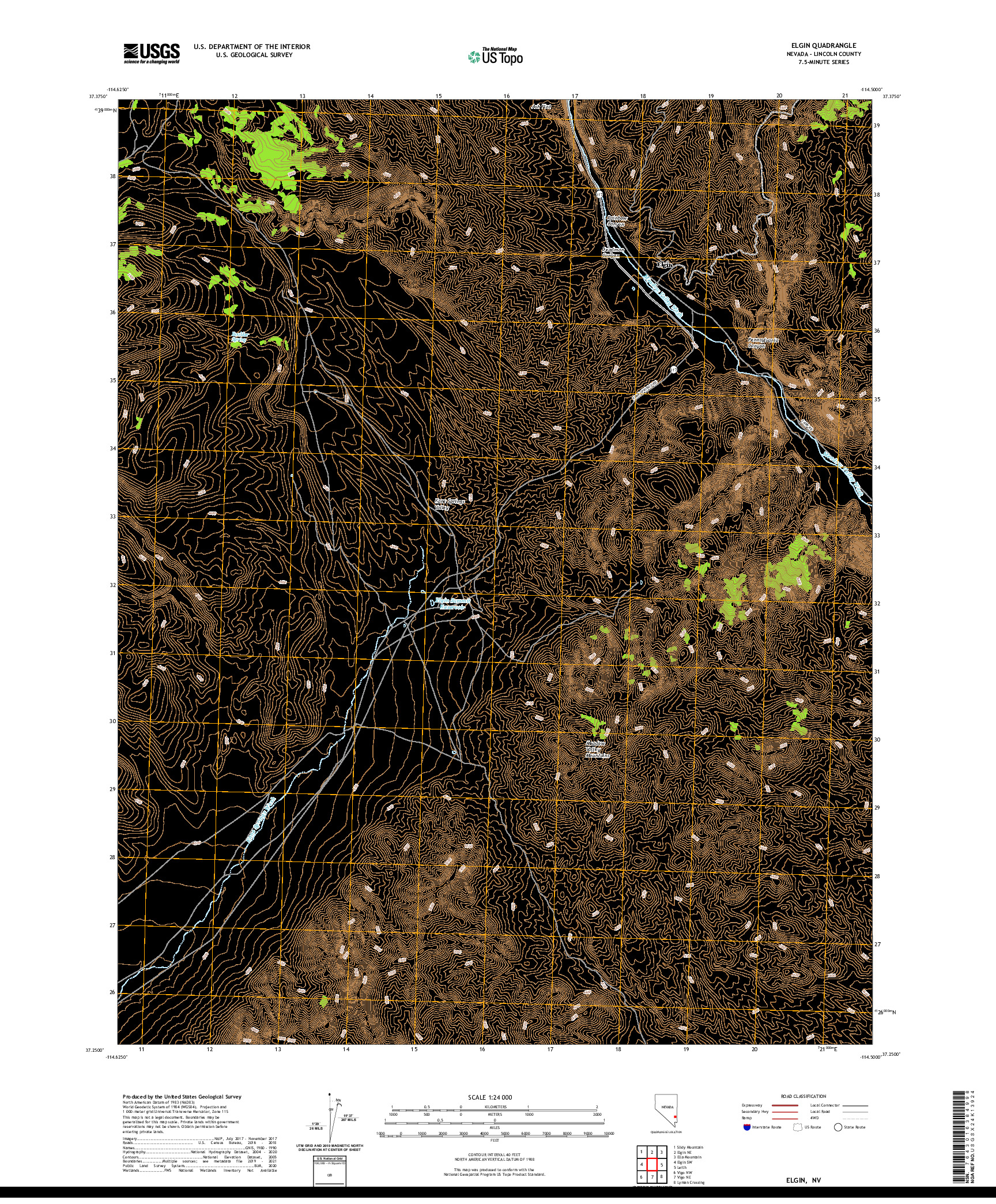 US TOPO 7.5-MINUTE MAP FOR ELGIN, NV