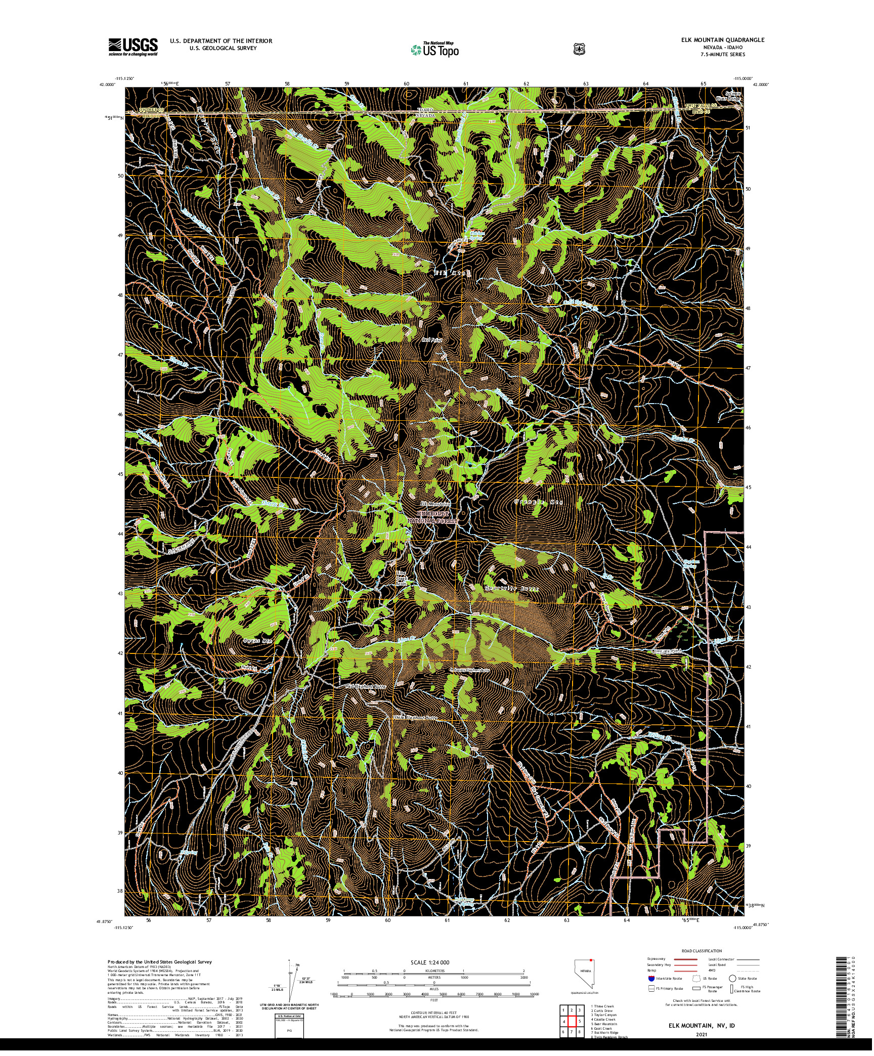 US TOPO 7.5-MINUTE MAP FOR ELK MOUNTAIN, NV,ID