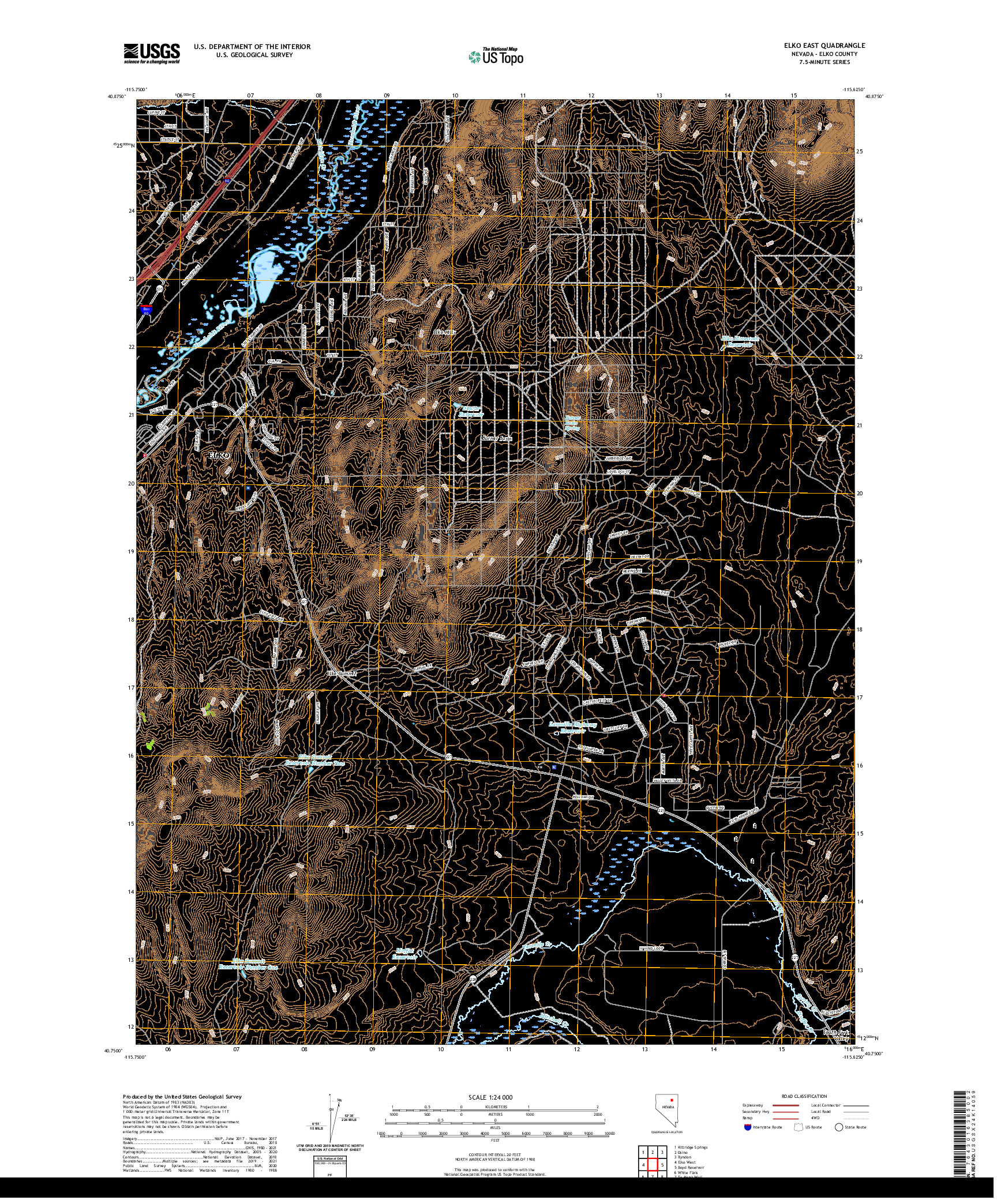 US TOPO 7.5-MINUTE MAP FOR ELKO EAST, NV