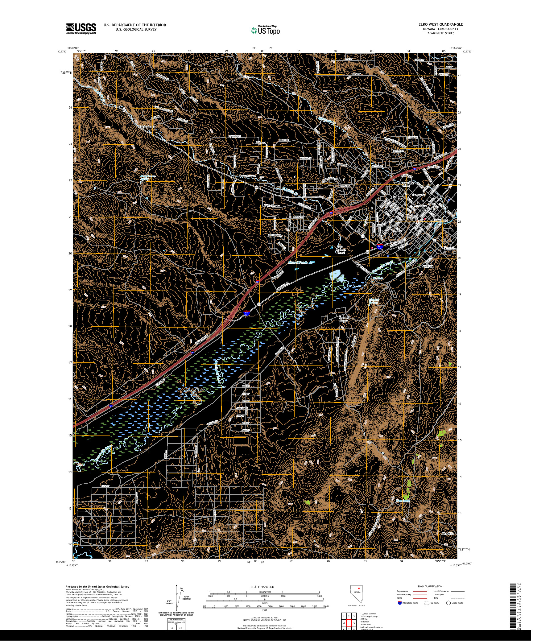 US TOPO 7.5-MINUTE MAP FOR ELKO WEST, NV