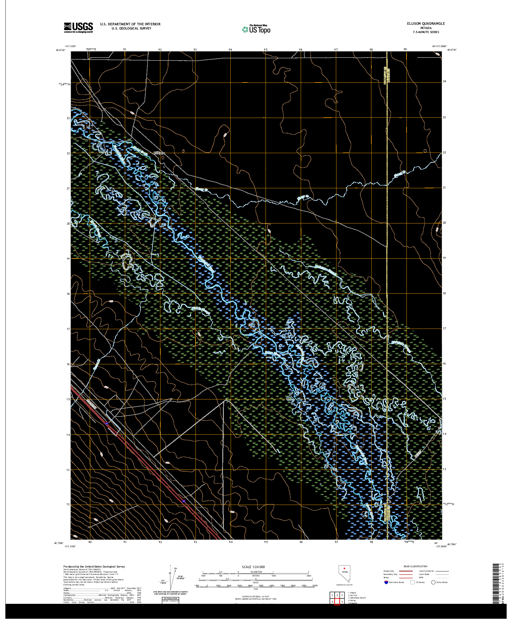 US TOPO 7.5-MINUTE MAP FOR ELLISON, NV