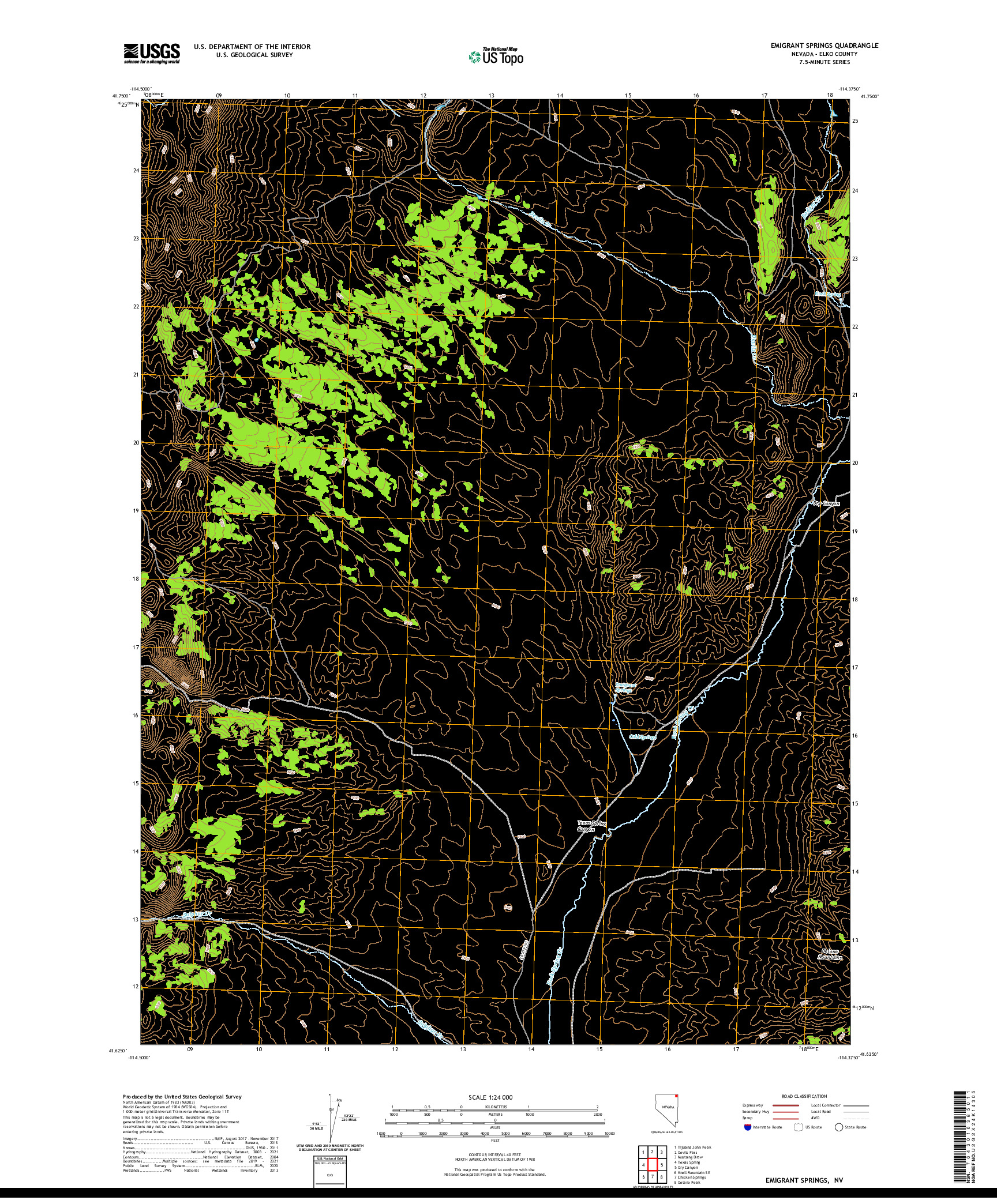 US TOPO 7.5-MINUTE MAP FOR EMIGRANT SPRINGS, NV