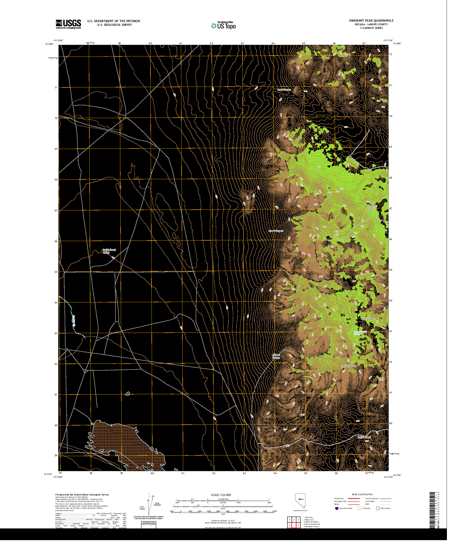 US TOPO 7.5-MINUTE MAP FOR EMIGRANT PEAK, NV