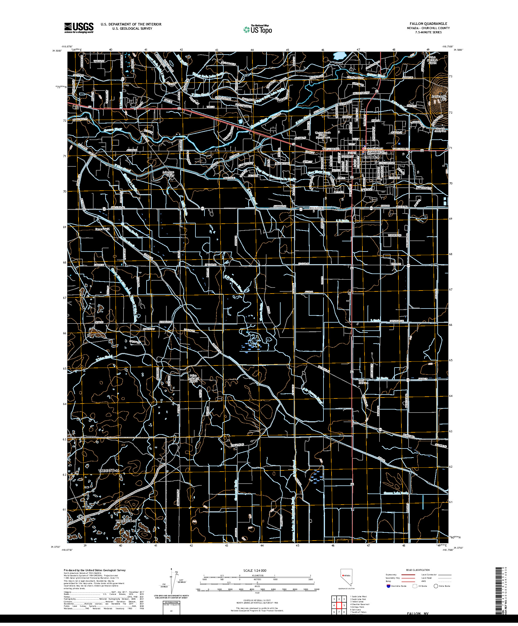 US TOPO 7.5-MINUTE MAP FOR FALLON, NV