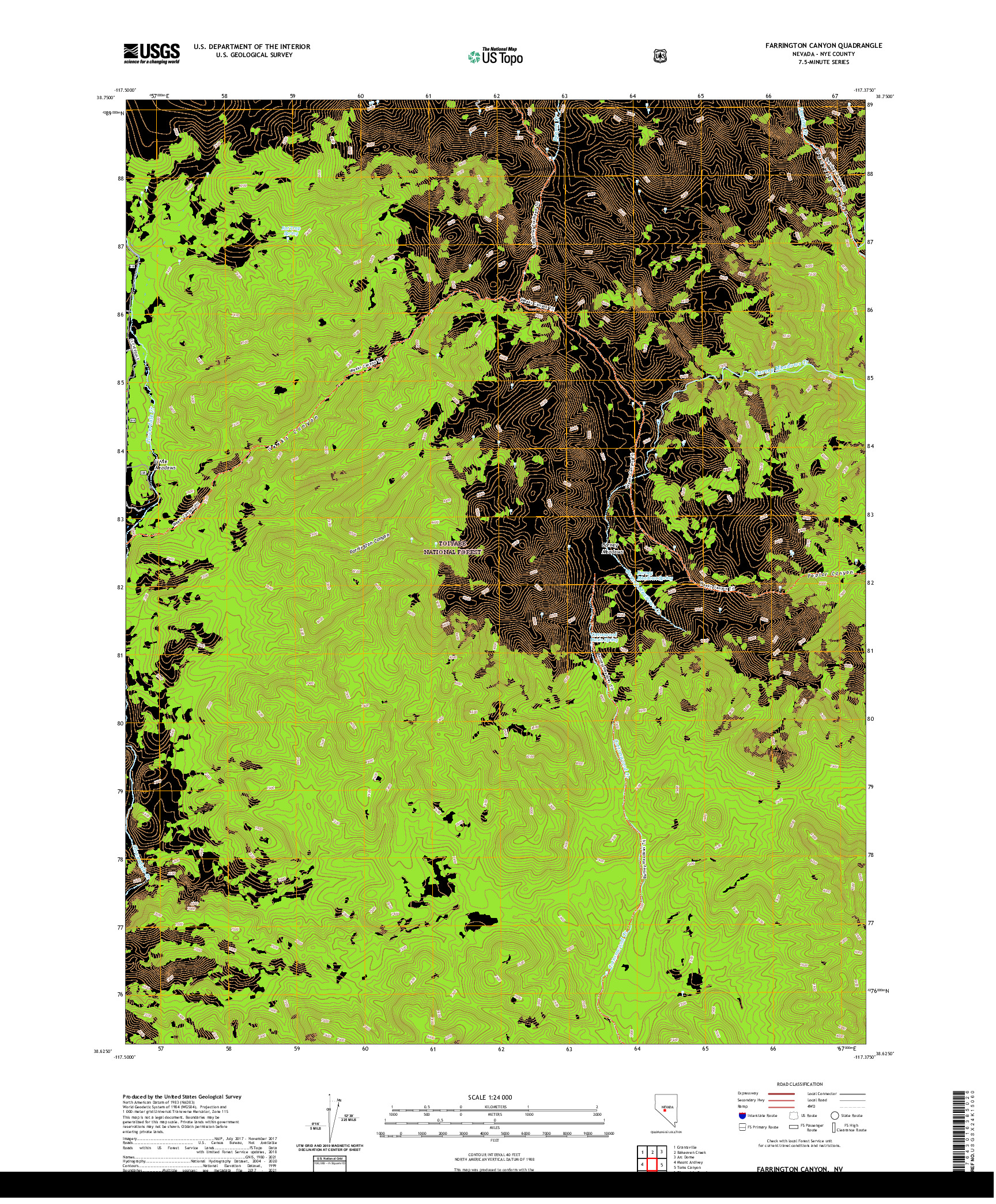 US TOPO 7.5-MINUTE MAP FOR FARRINGTON CANYON, NV