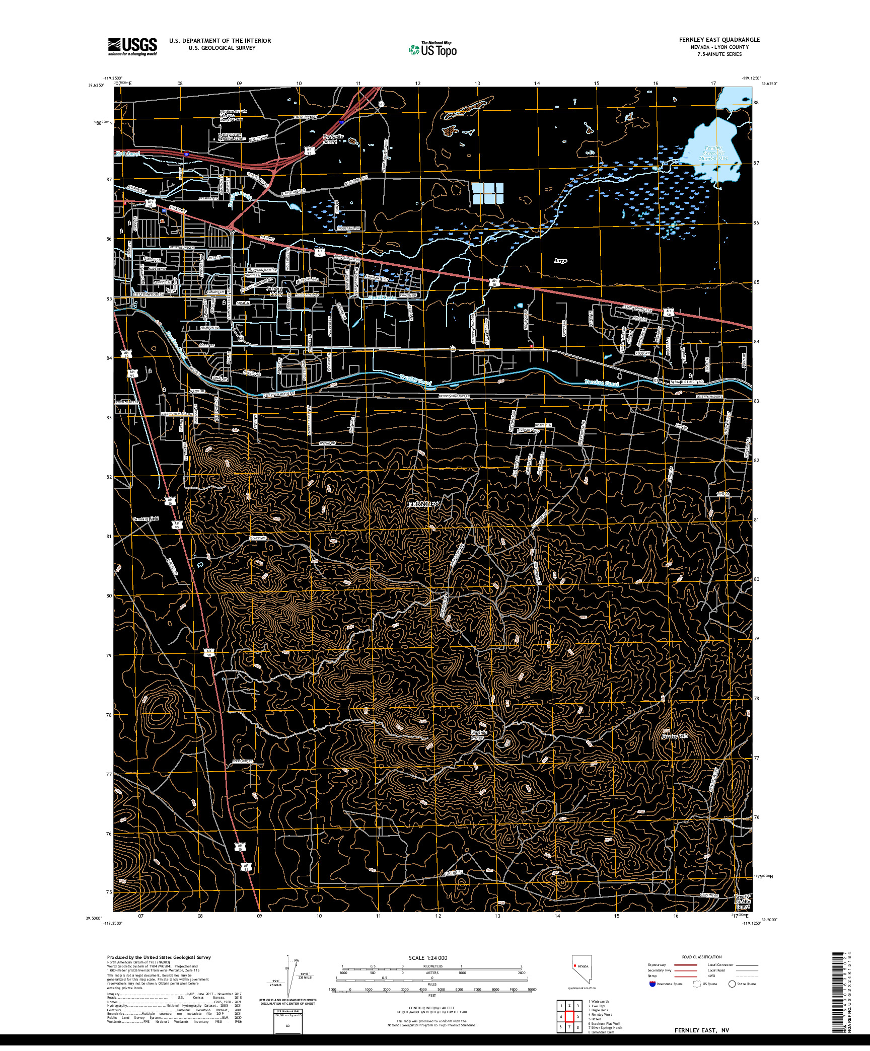 US TOPO 7.5-MINUTE MAP FOR FERNLEY EAST, NV