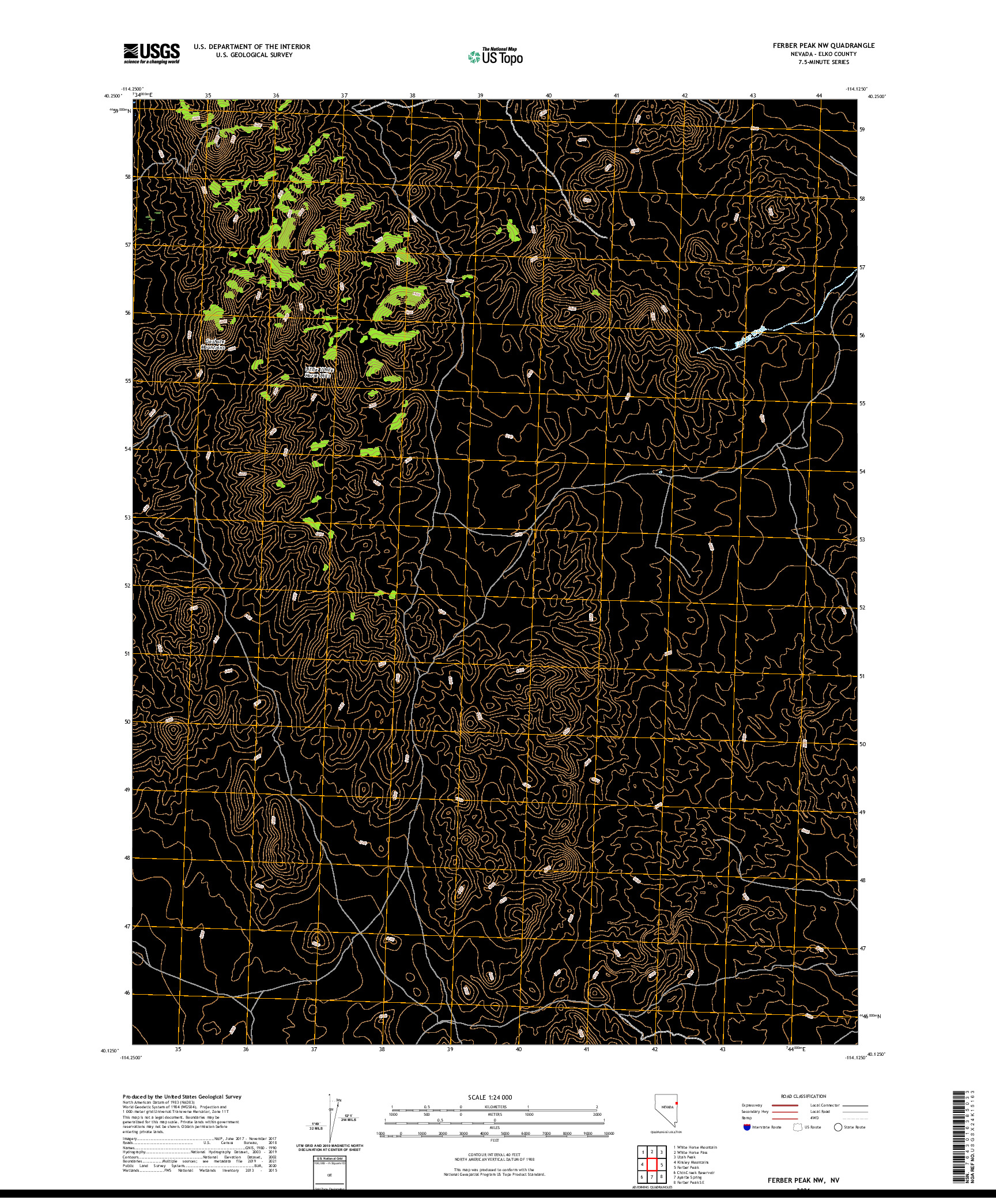 US TOPO 7.5-MINUTE MAP FOR FERBER PEAK NW, NV