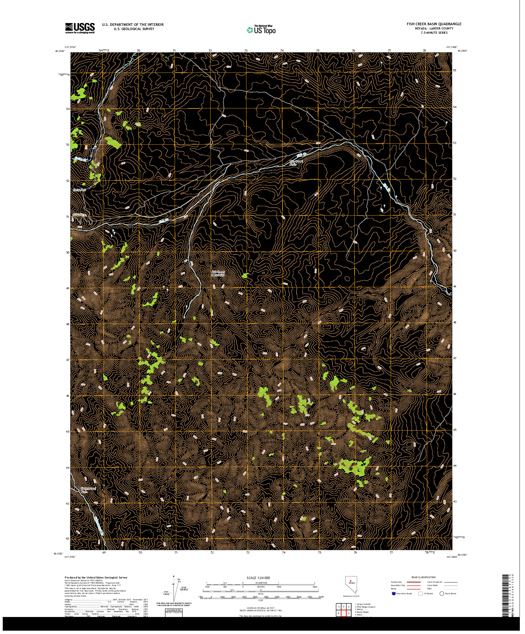 US TOPO 7.5-MINUTE MAP FOR FISH CREEK BASIN, NV