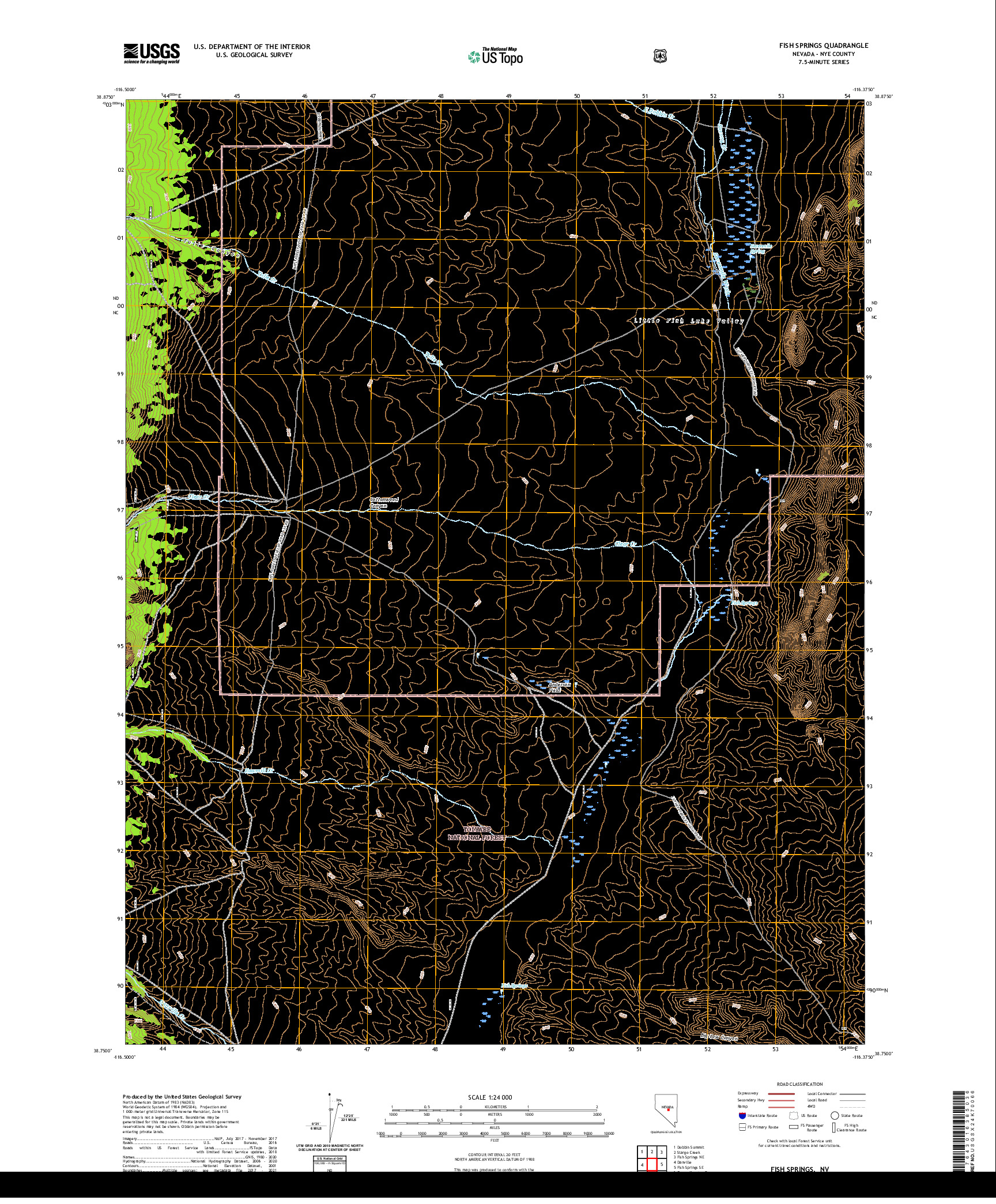 US TOPO 7.5-MINUTE MAP FOR FISH SPRINGS, NV