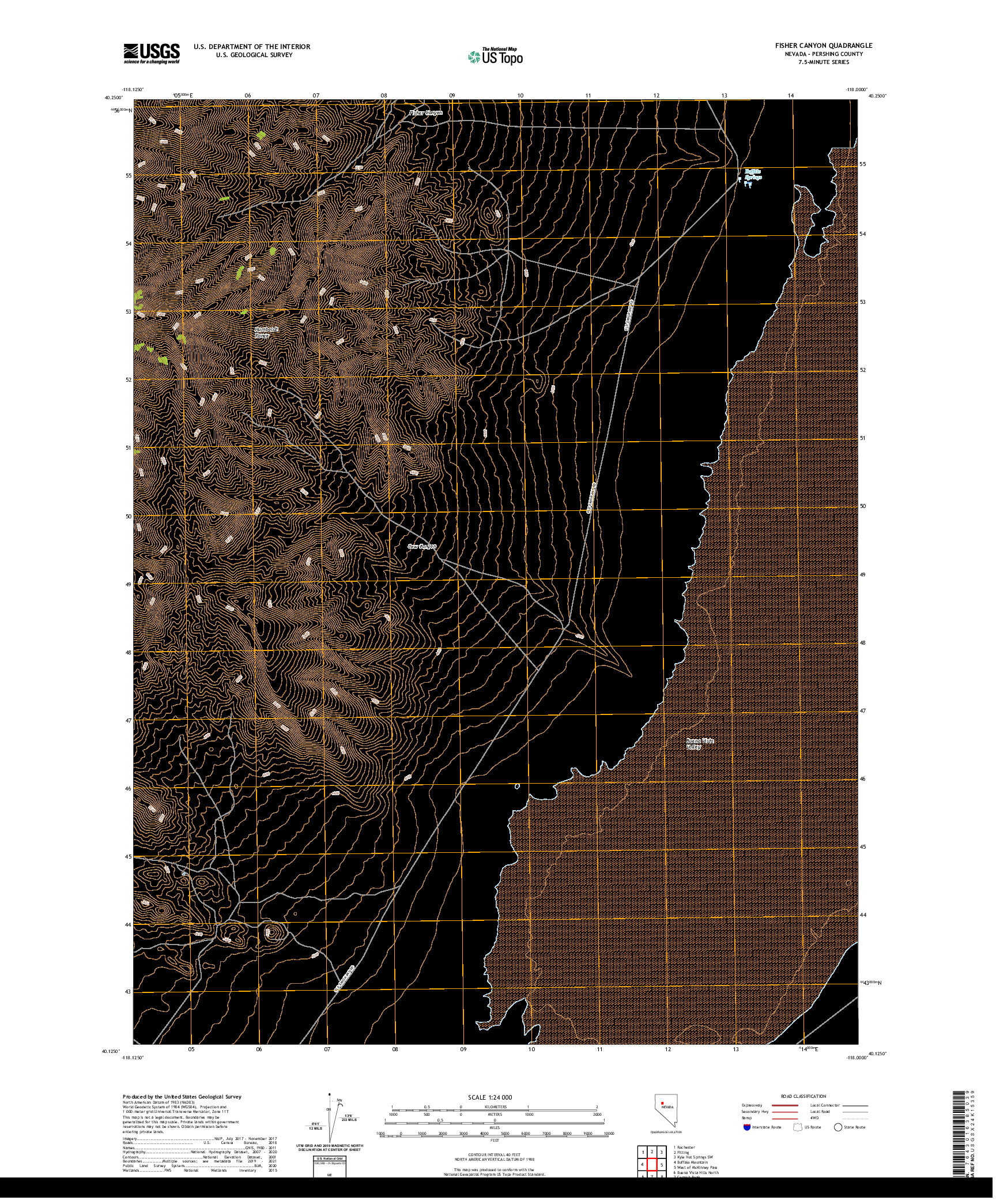 US TOPO 7.5-MINUTE MAP FOR FISHER CANYON, NV