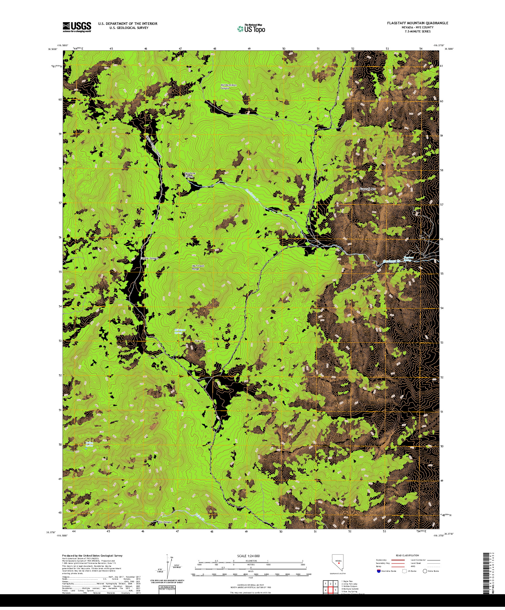 US TOPO 7.5-MINUTE MAP FOR FLAGSTAFF MOUNTAIN, NV