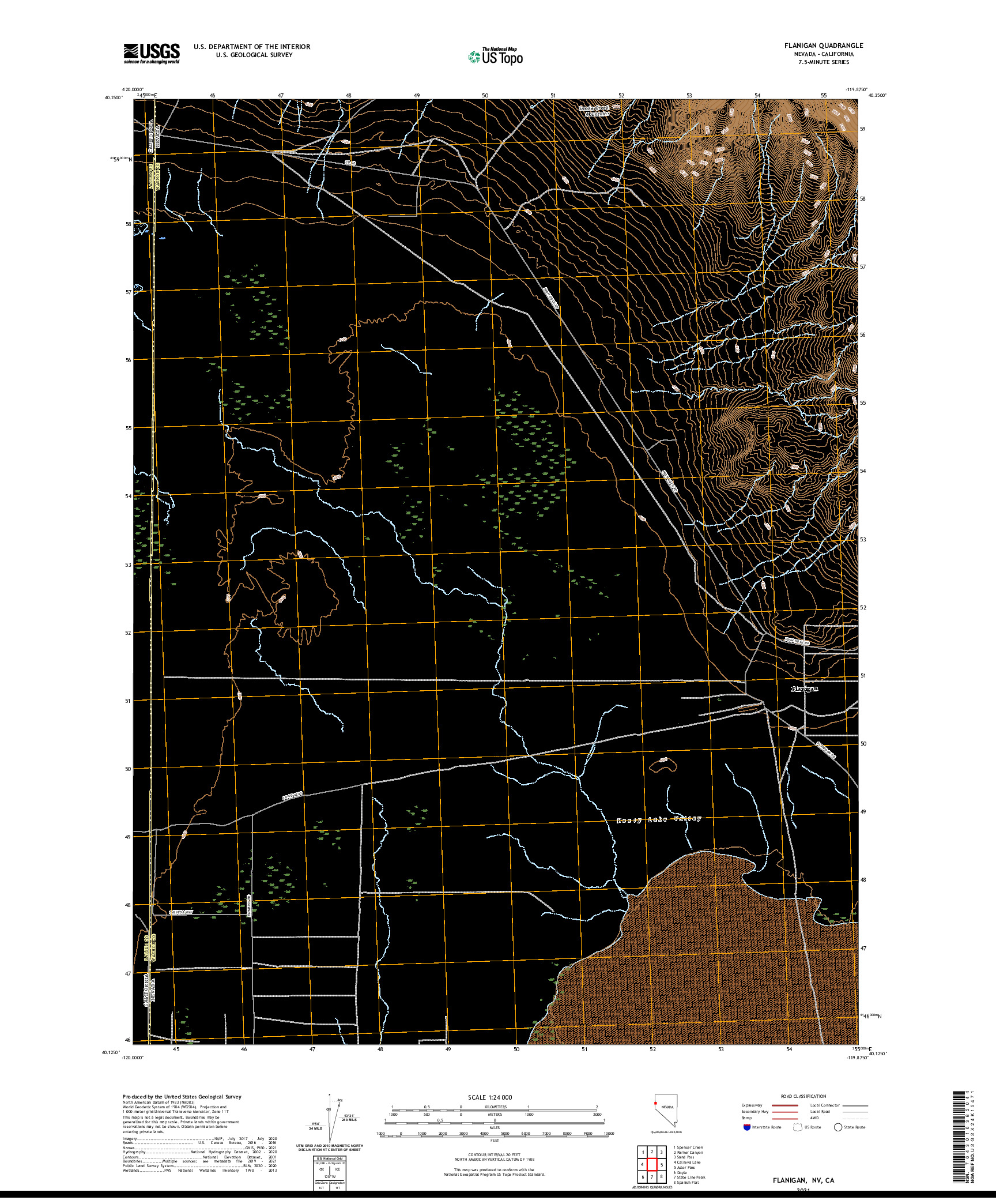 US TOPO 7.5-MINUTE MAP FOR FLANIGAN, NV,CA