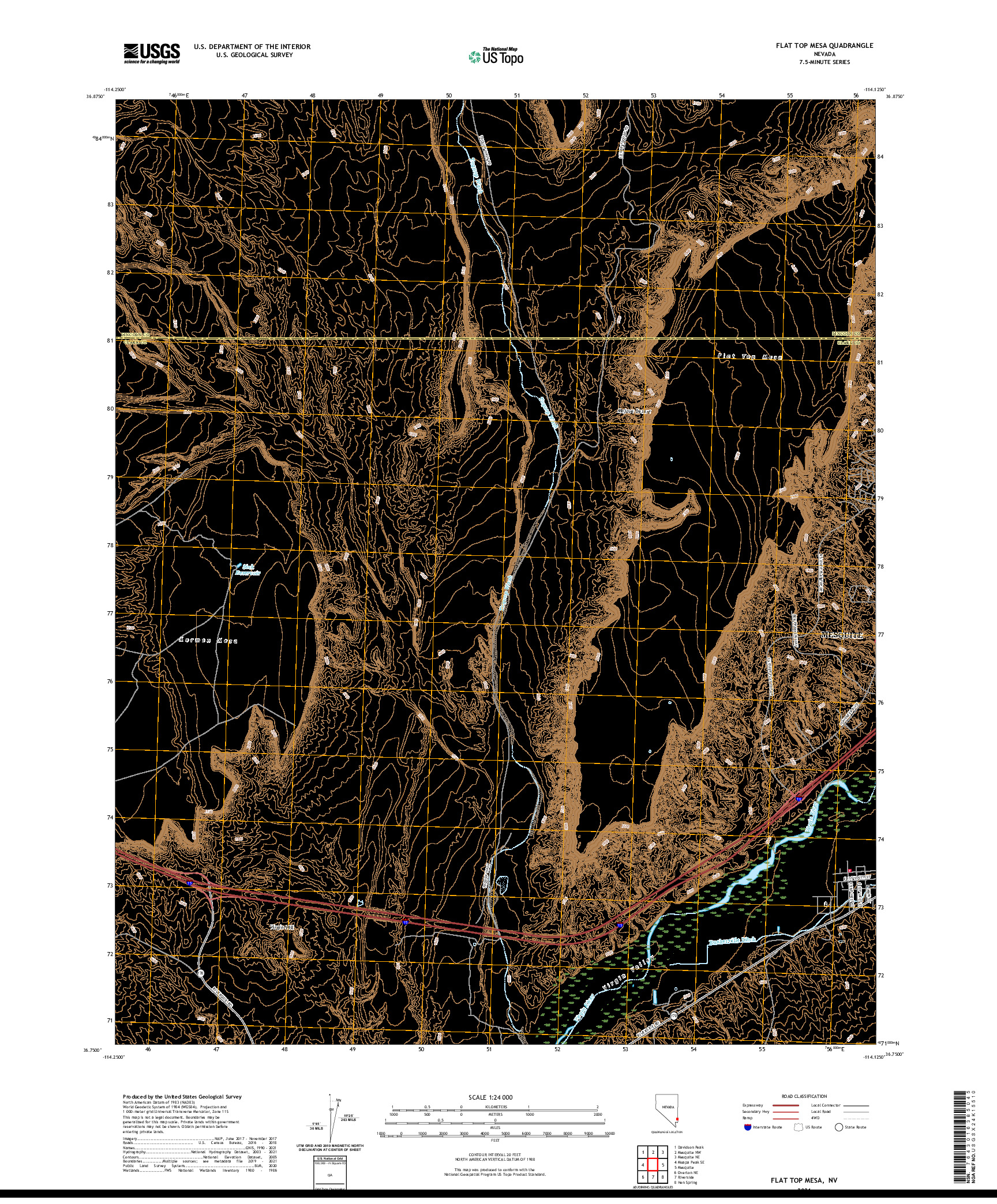 US TOPO 7.5-MINUTE MAP FOR FLAT TOP MESA, NV