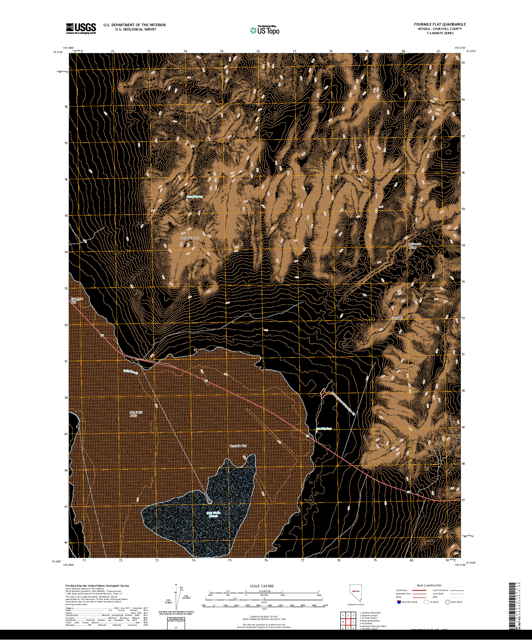 US TOPO 7.5-MINUTE MAP FOR FOURMILE FLAT, NV