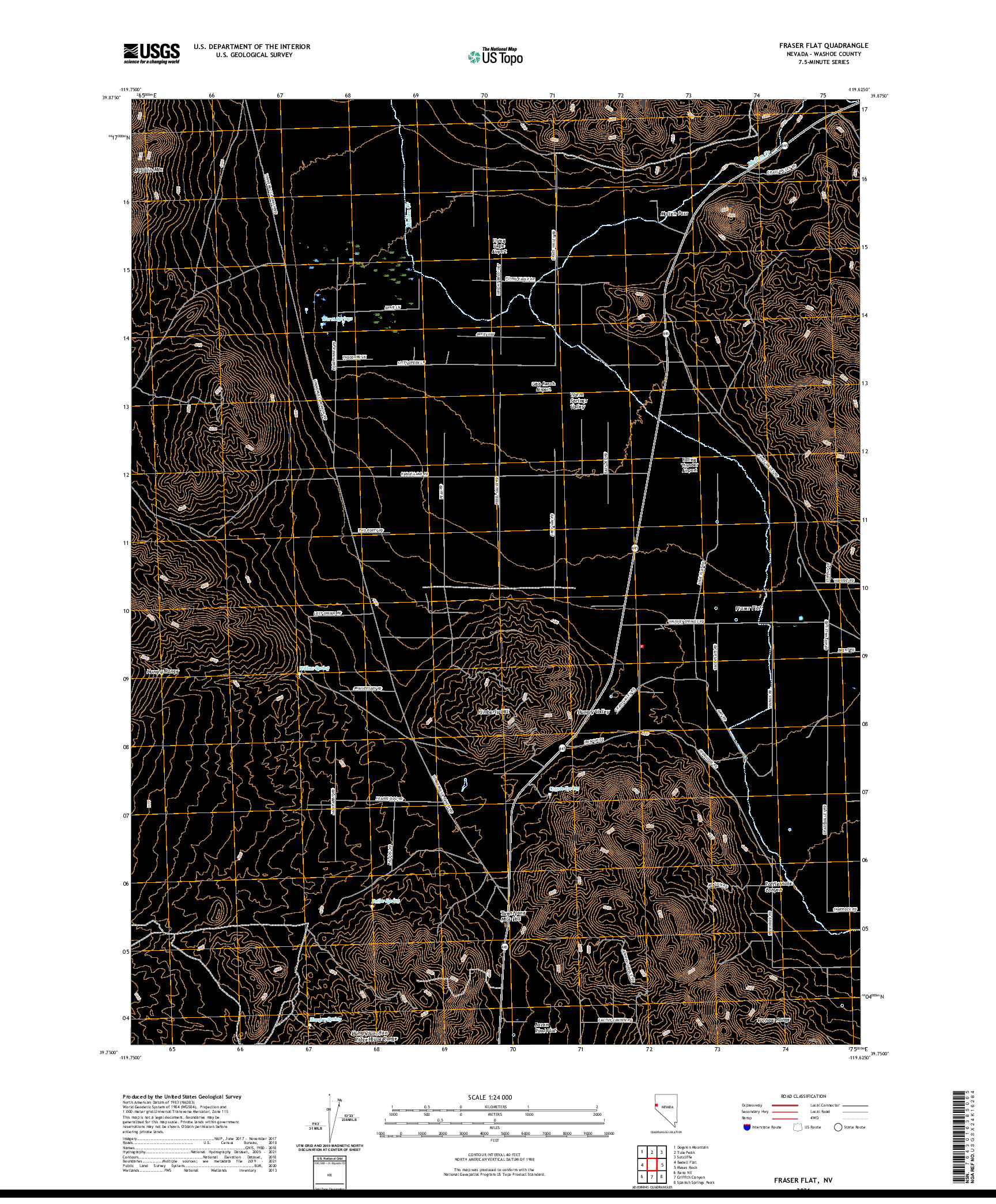 US TOPO 7.5-MINUTE MAP FOR FRASER FLAT, NV