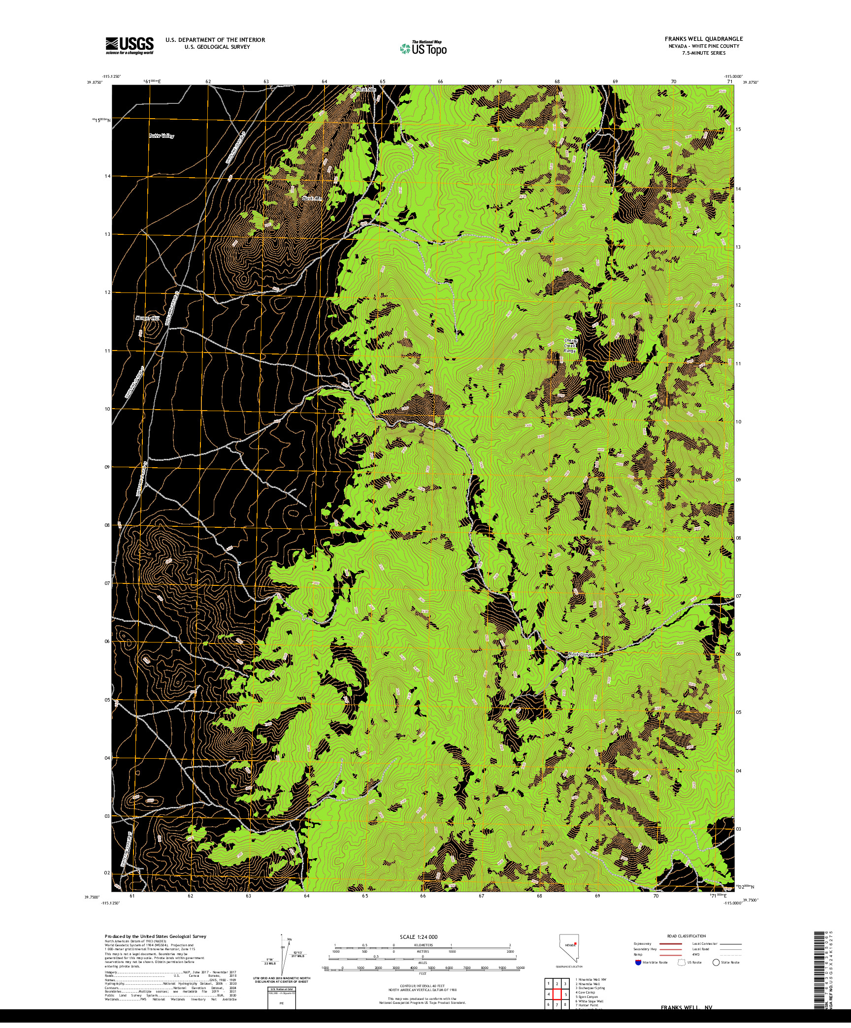 US TOPO 7.5-MINUTE MAP FOR FRANKS WELL, NV