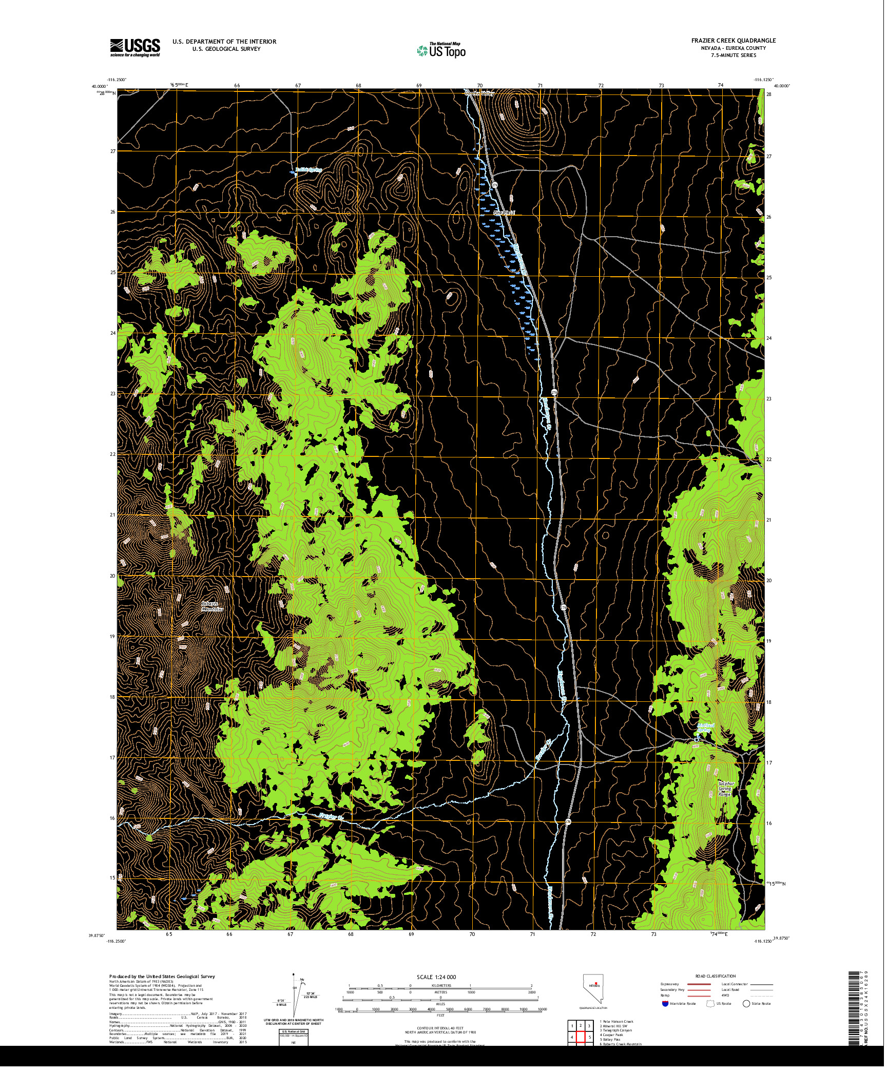 US TOPO 7.5-MINUTE MAP FOR FRAZIER CREEK, NV