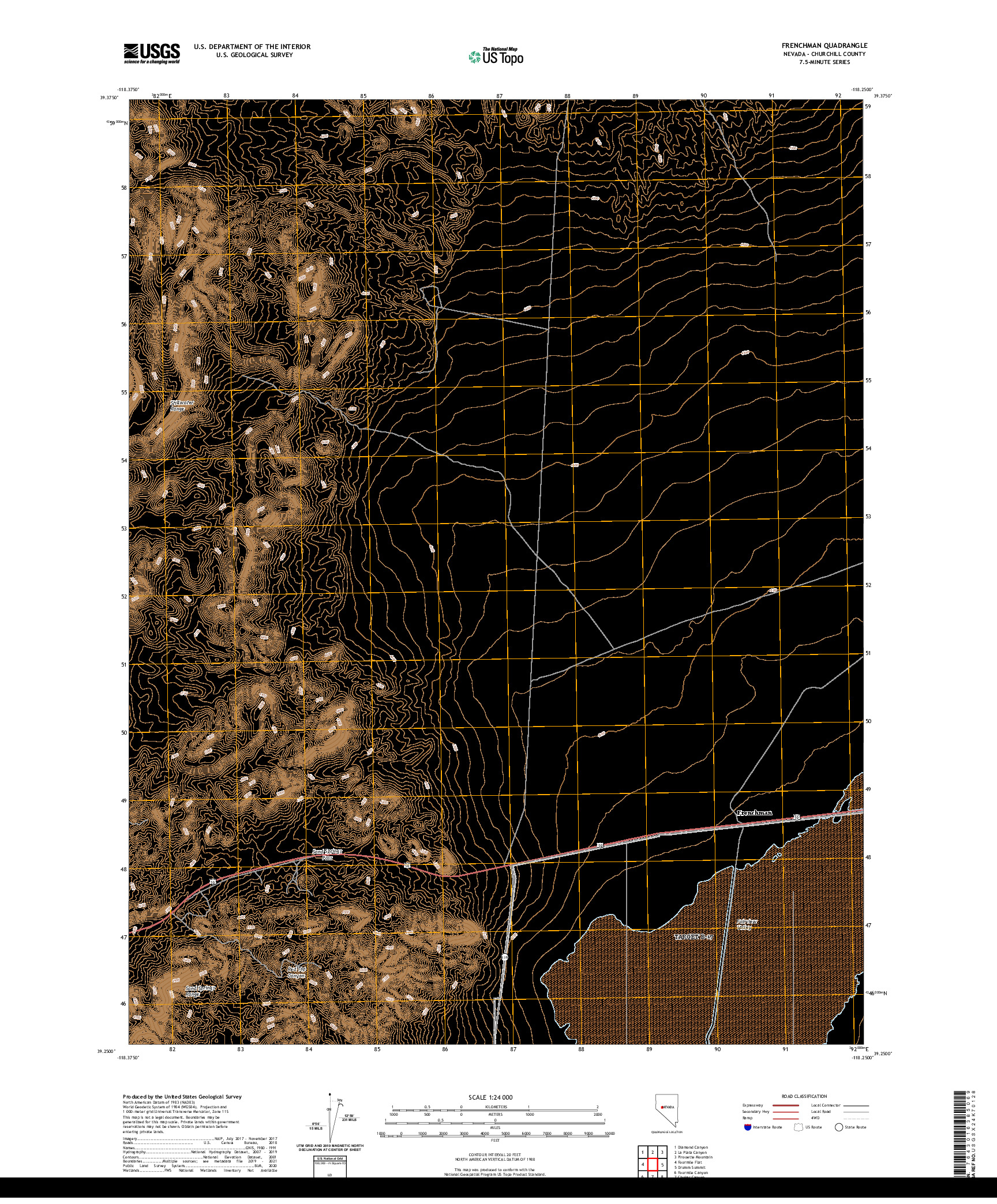 US TOPO 7.5-MINUTE MAP FOR FRENCHMAN, NV