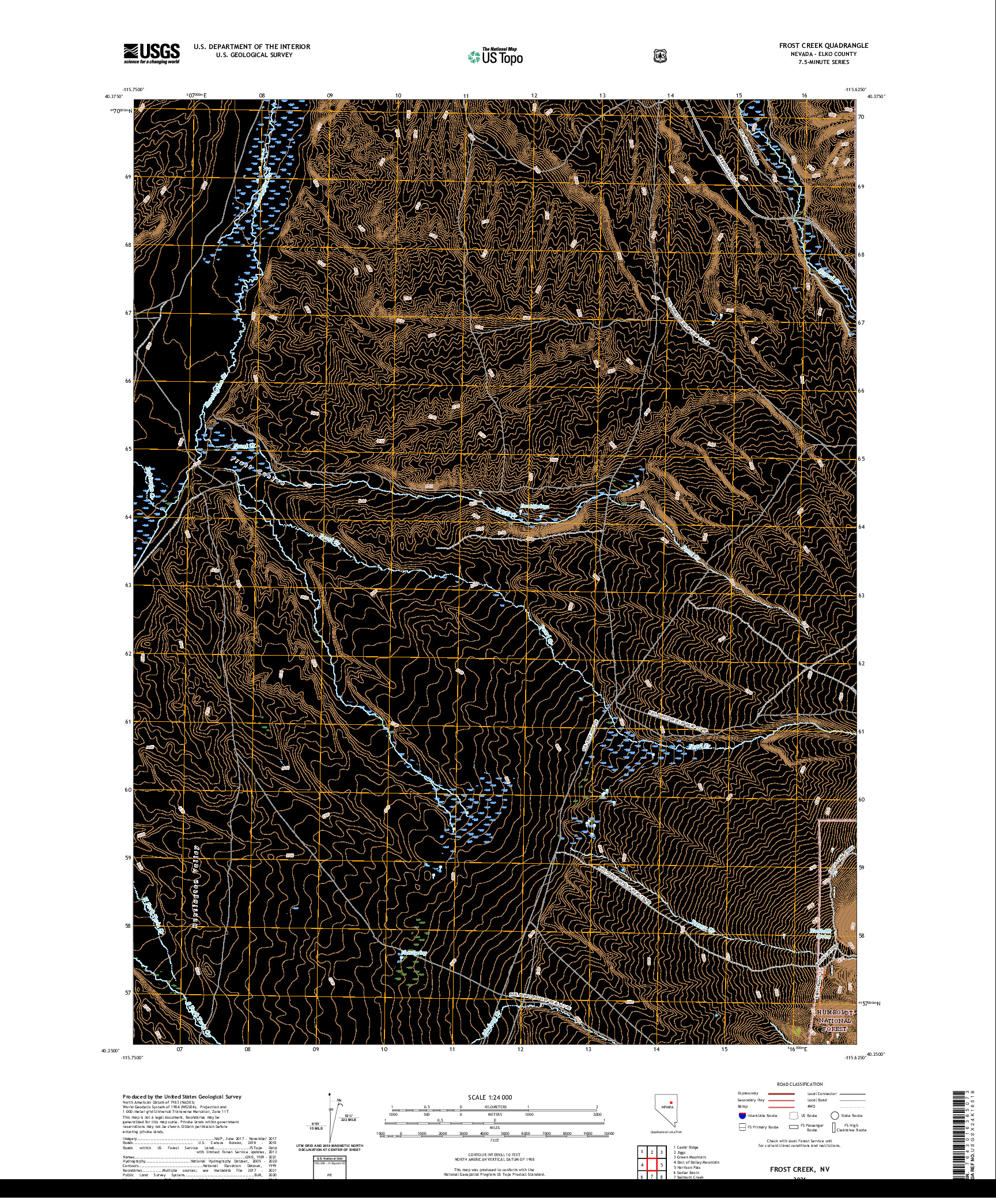 US TOPO 7.5-MINUTE MAP FOR FROST CREEK, NV