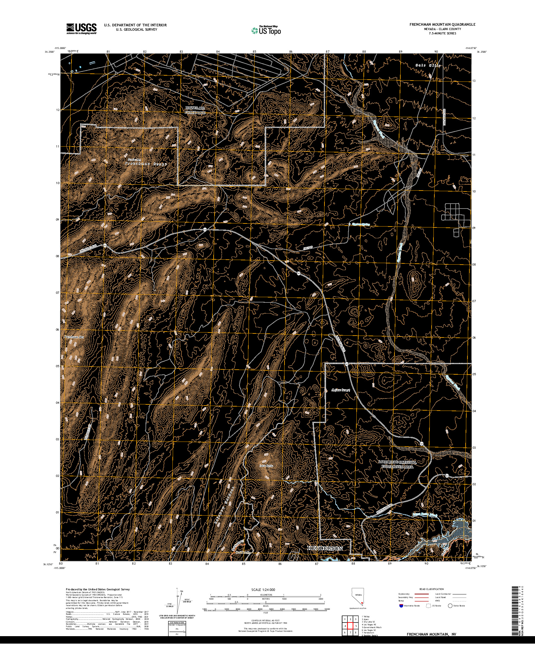 US TOPO 7.5-MINUTE MAP FOR FRENCHMAN MOUNTAIN, NV