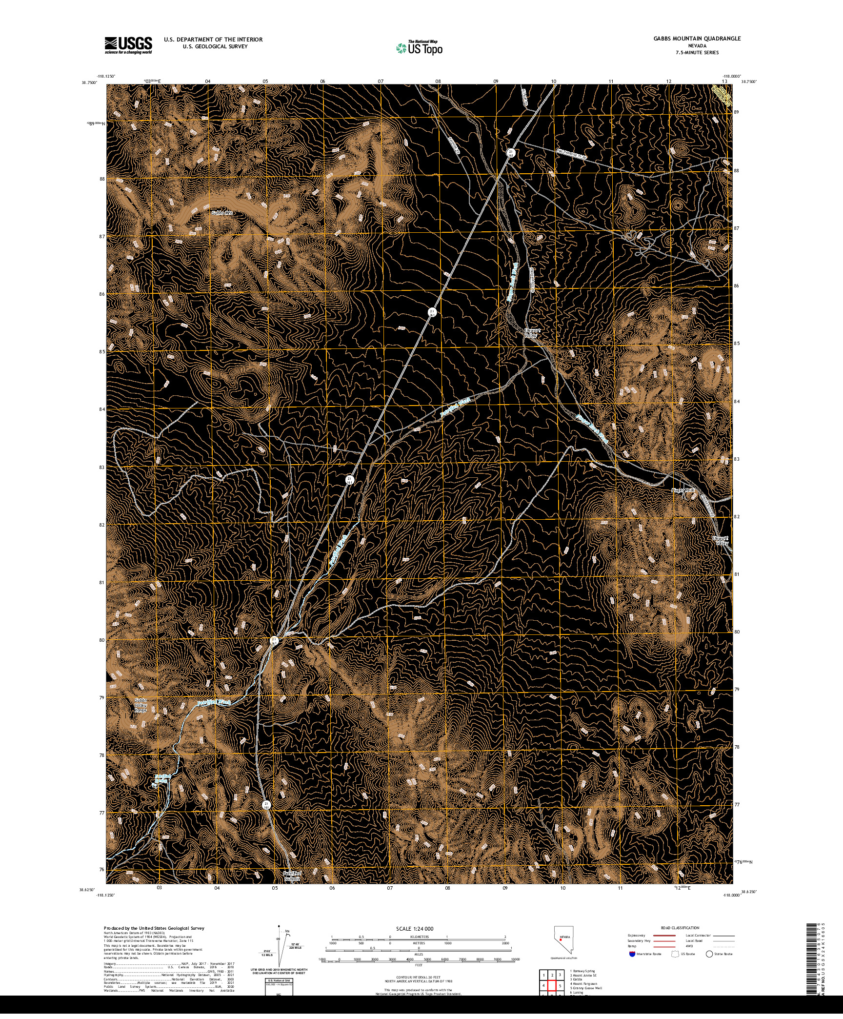 US TOPO 7.5-MINUTE MAP FOR GABBS MOUNTAIN, NV