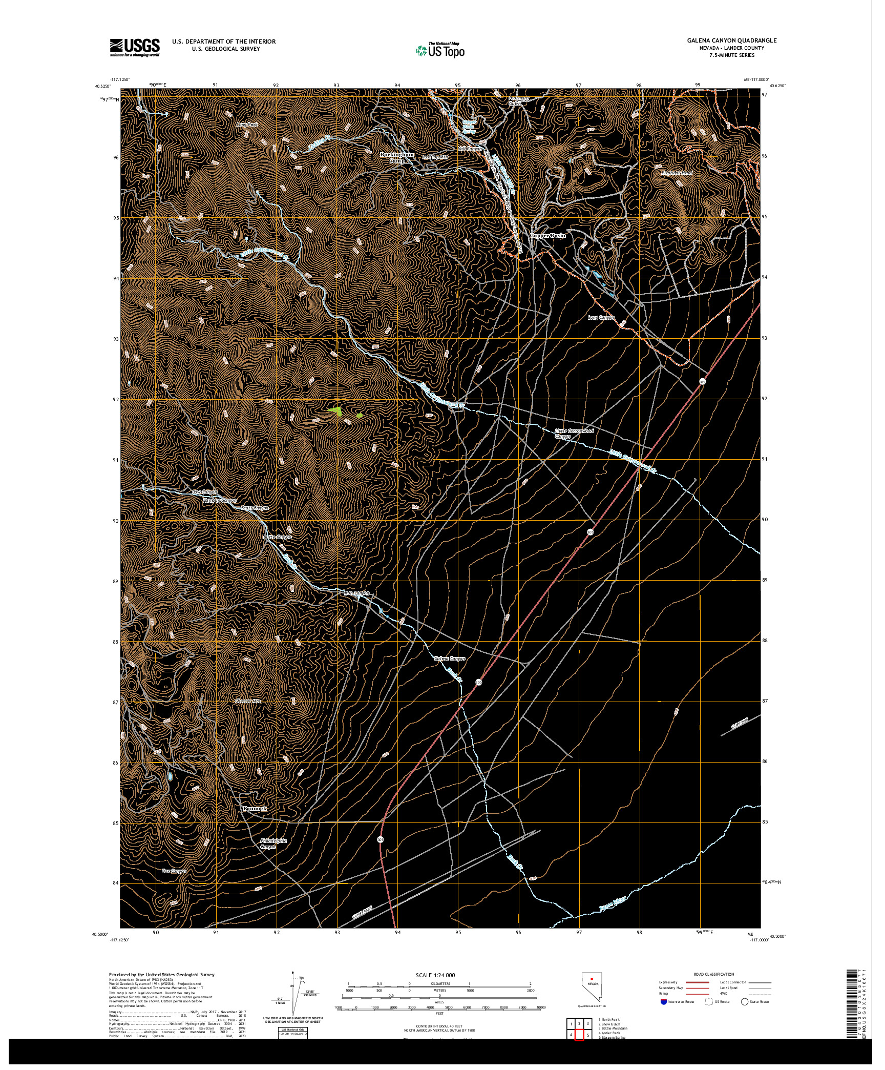 US TOPO 7.5-MINUTE MAP FOR GALENA CANYON, NV