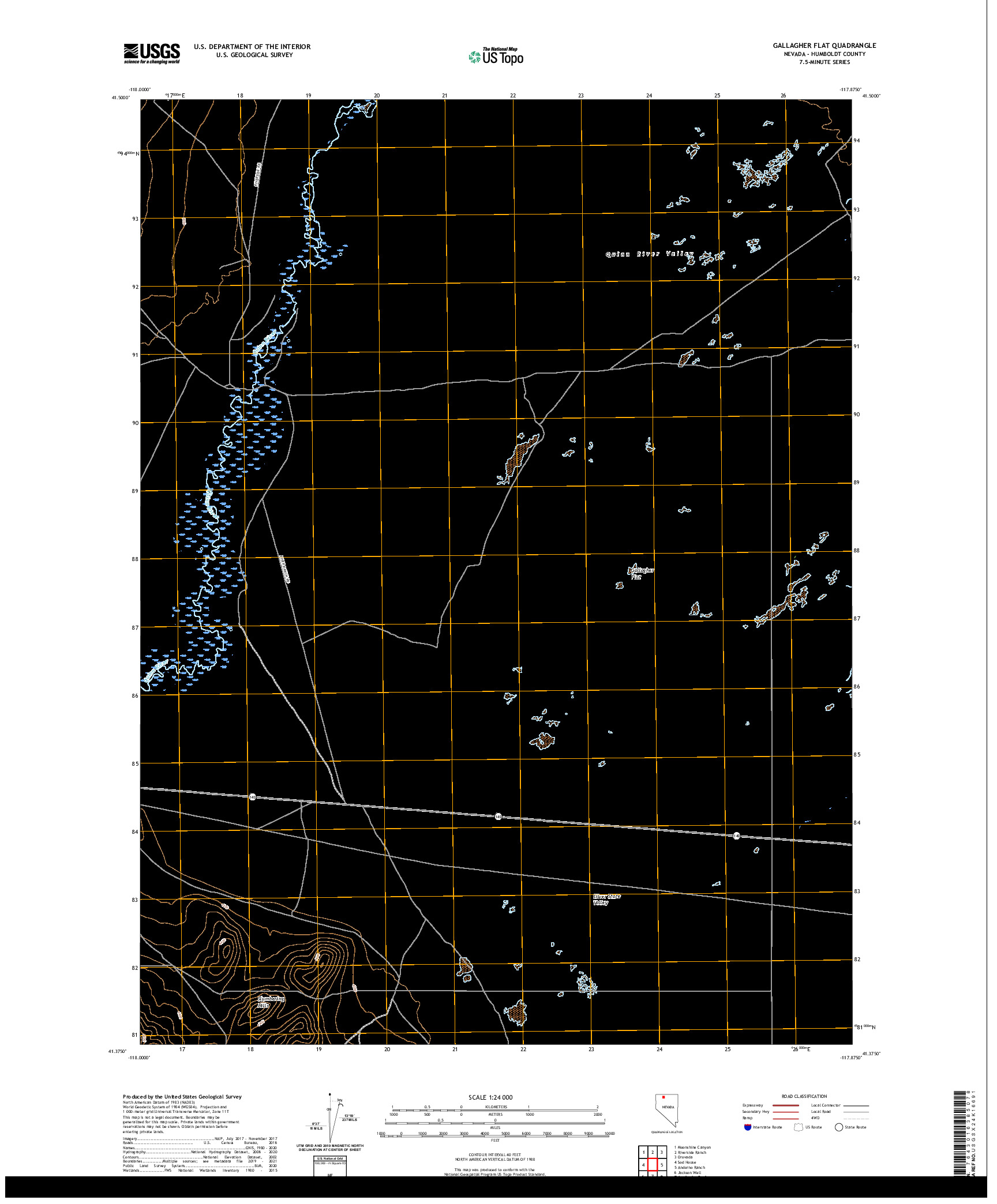 US TOPO 7.5-MINUTE MAP FOR GALLAGHER FLAT, NV