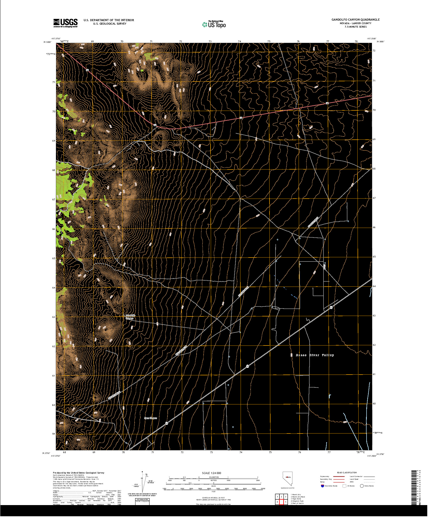 US TOPO 7.5-MINUTE MAP FOR GANDOLFO CANYON, NV