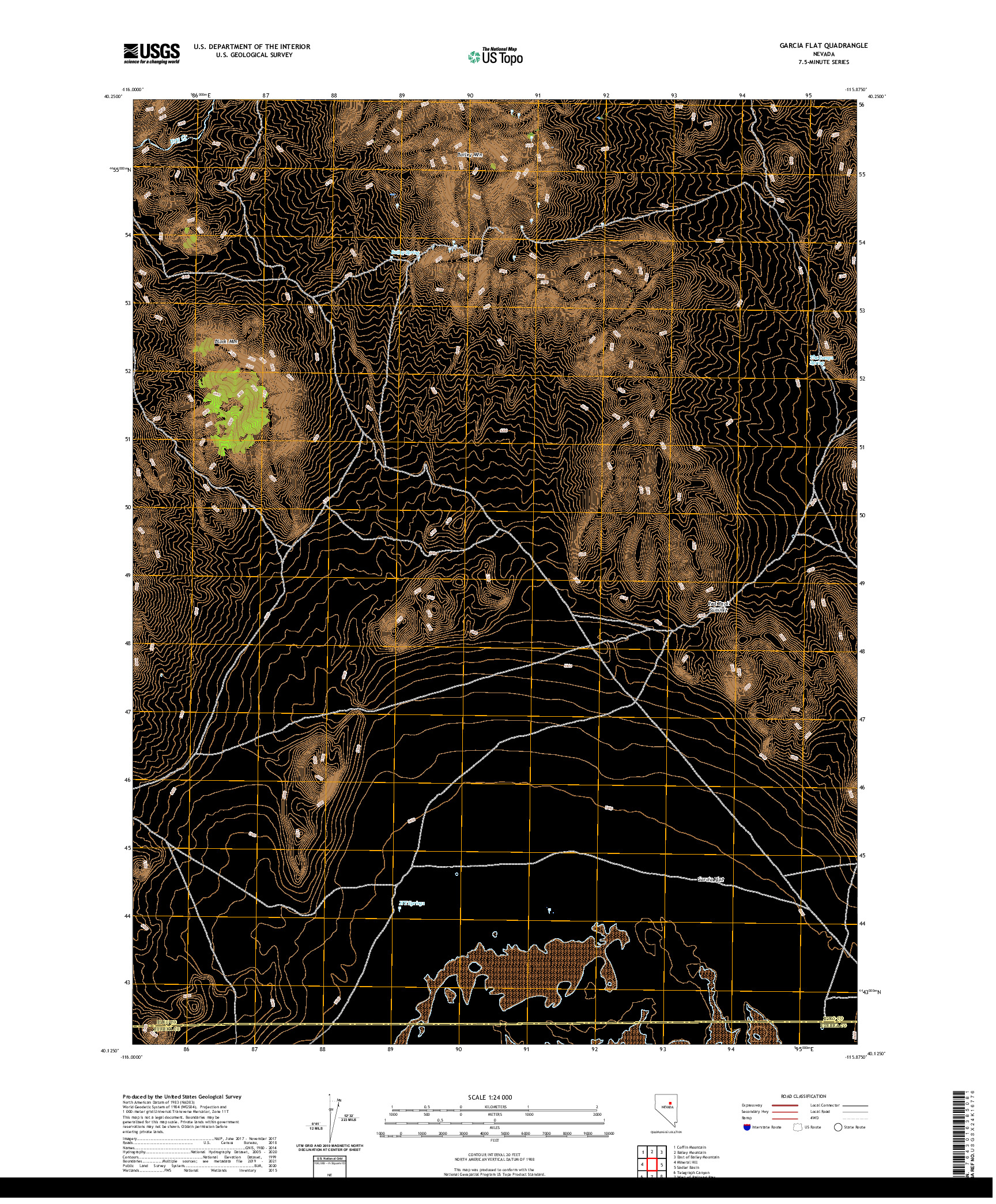 US TOPO 7.5-MINUTE MAP FOR GARCIA FLAT, NV