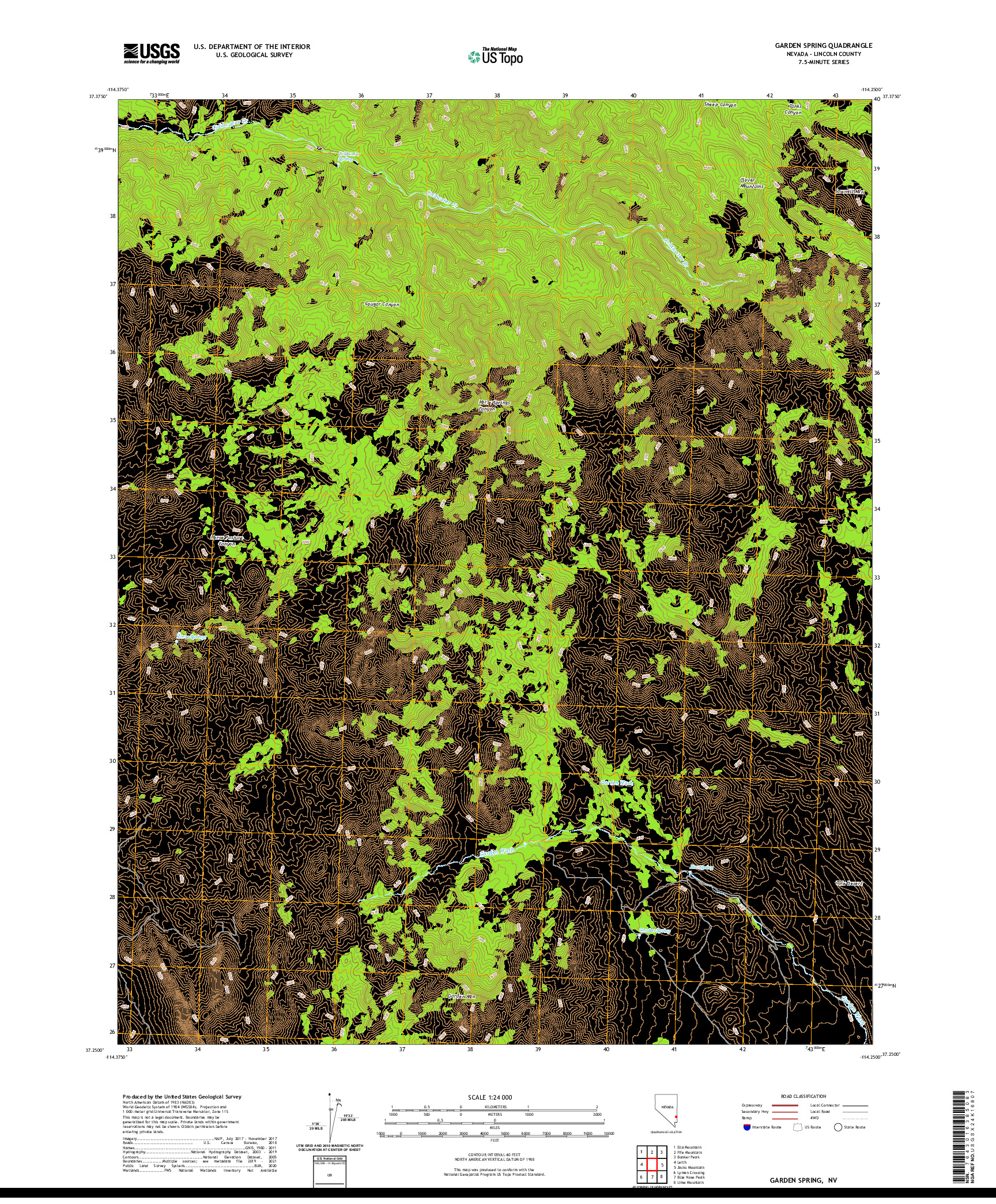 US TOPO 7.5-MINUTE MAP FOR GARDEN SPRING, NV