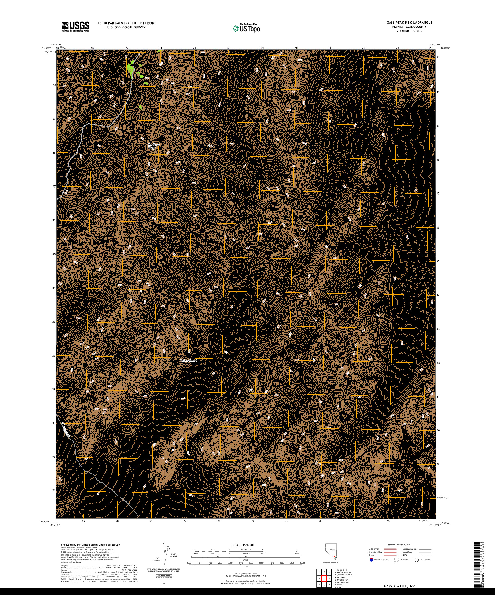 US TOPO 7.5-MINUTE MAP FOR GASS PEAK NE, NV