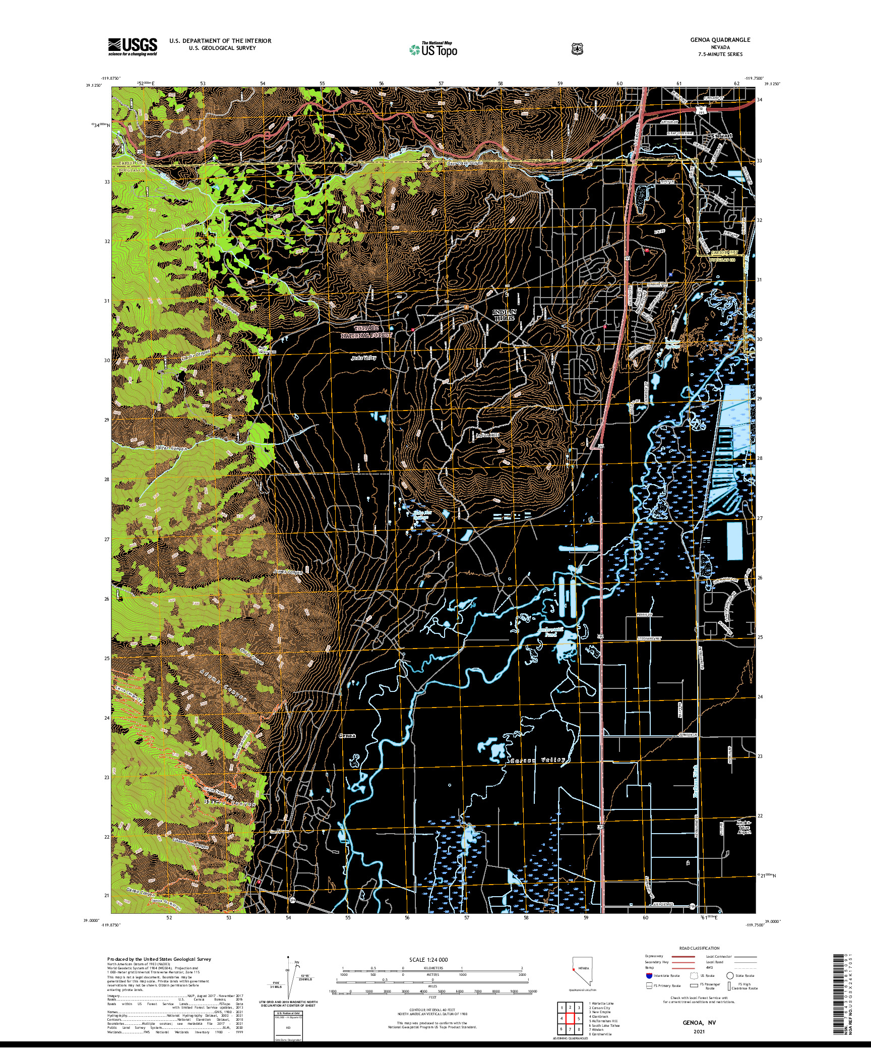 US TOPO 7.5-MINUTE MAP FOR GENOA, NV