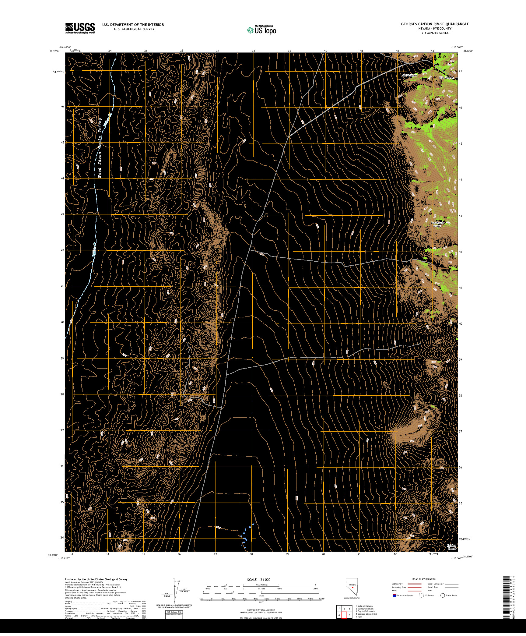 US TOPO 7.5-MINUTE MAP FOR GEORGES CANYON RIM SE, NV