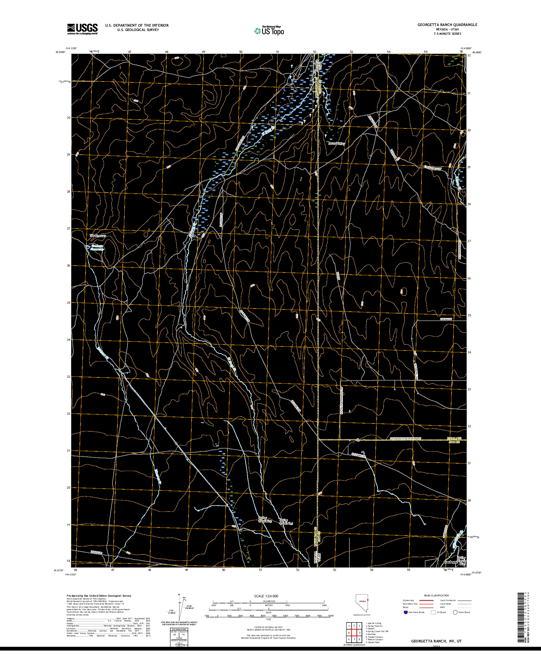 US TOPO 7.5-MINUTE MAP FOR GEORGETTA RANCH, NV,UT