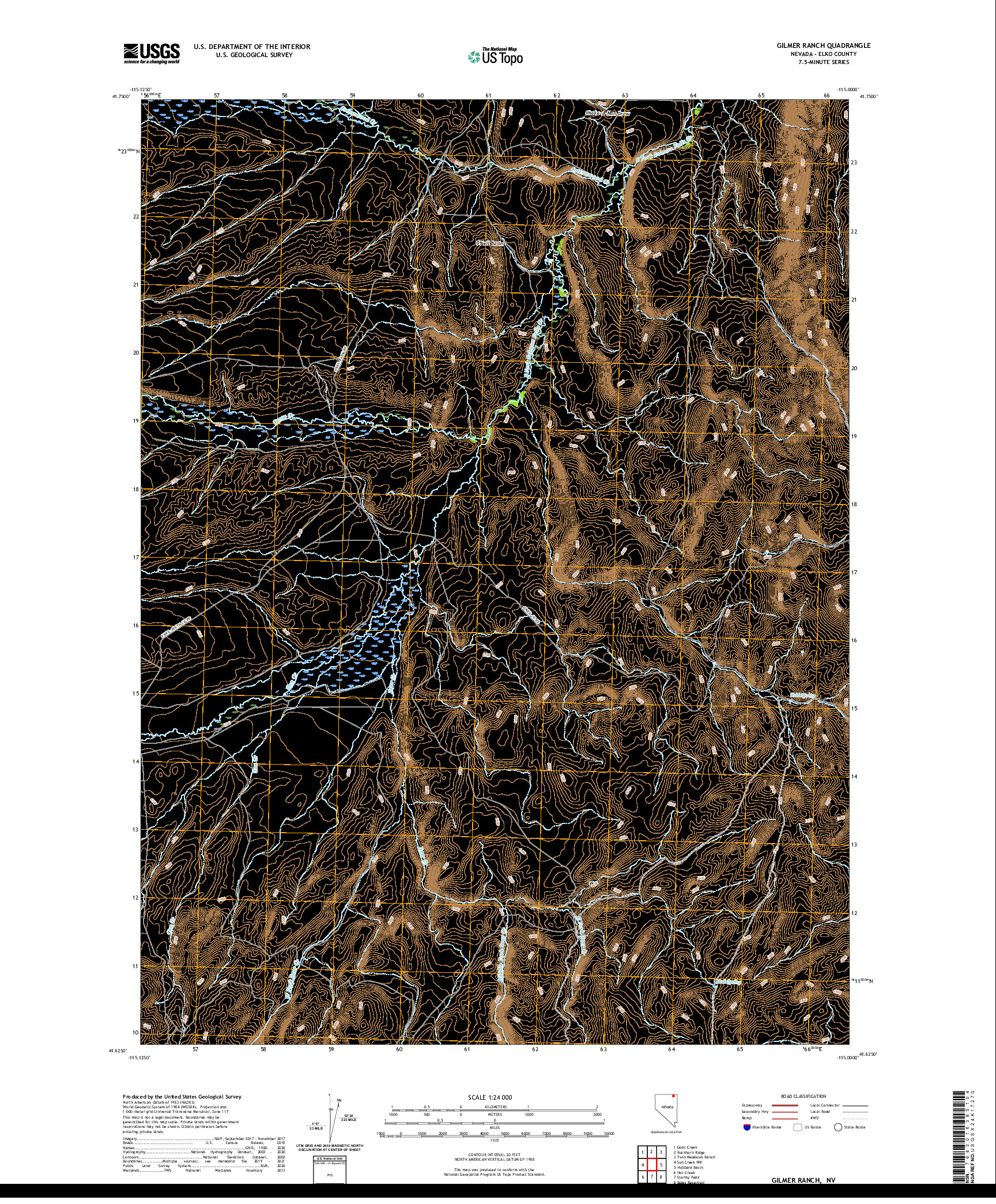 US TOPO 7.5-MINUTE MAP FOR GILMER RANCH, NV