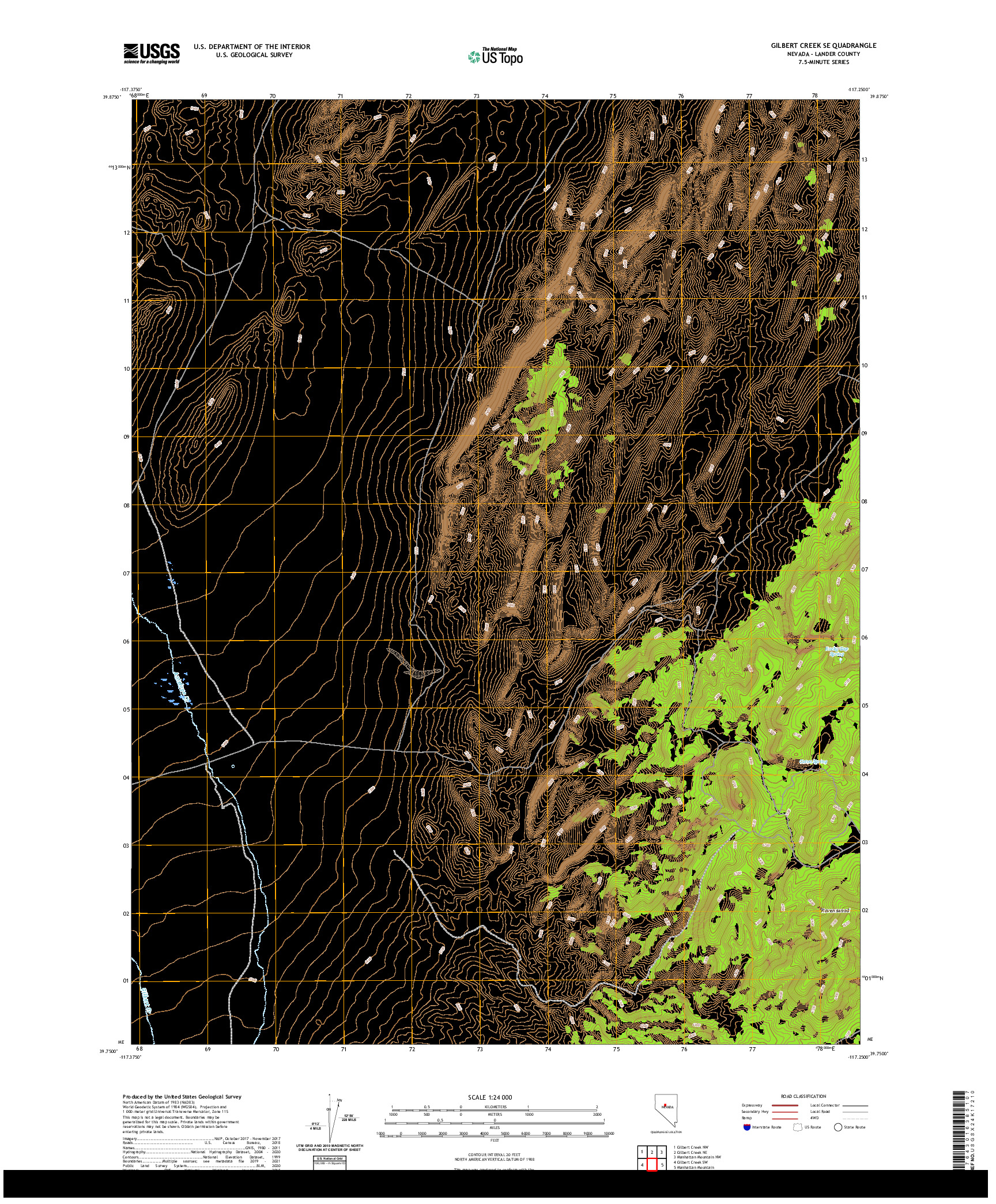 US TOPO 7.5-MINUTE MAP FOR GILBERT CREEK SE, NV