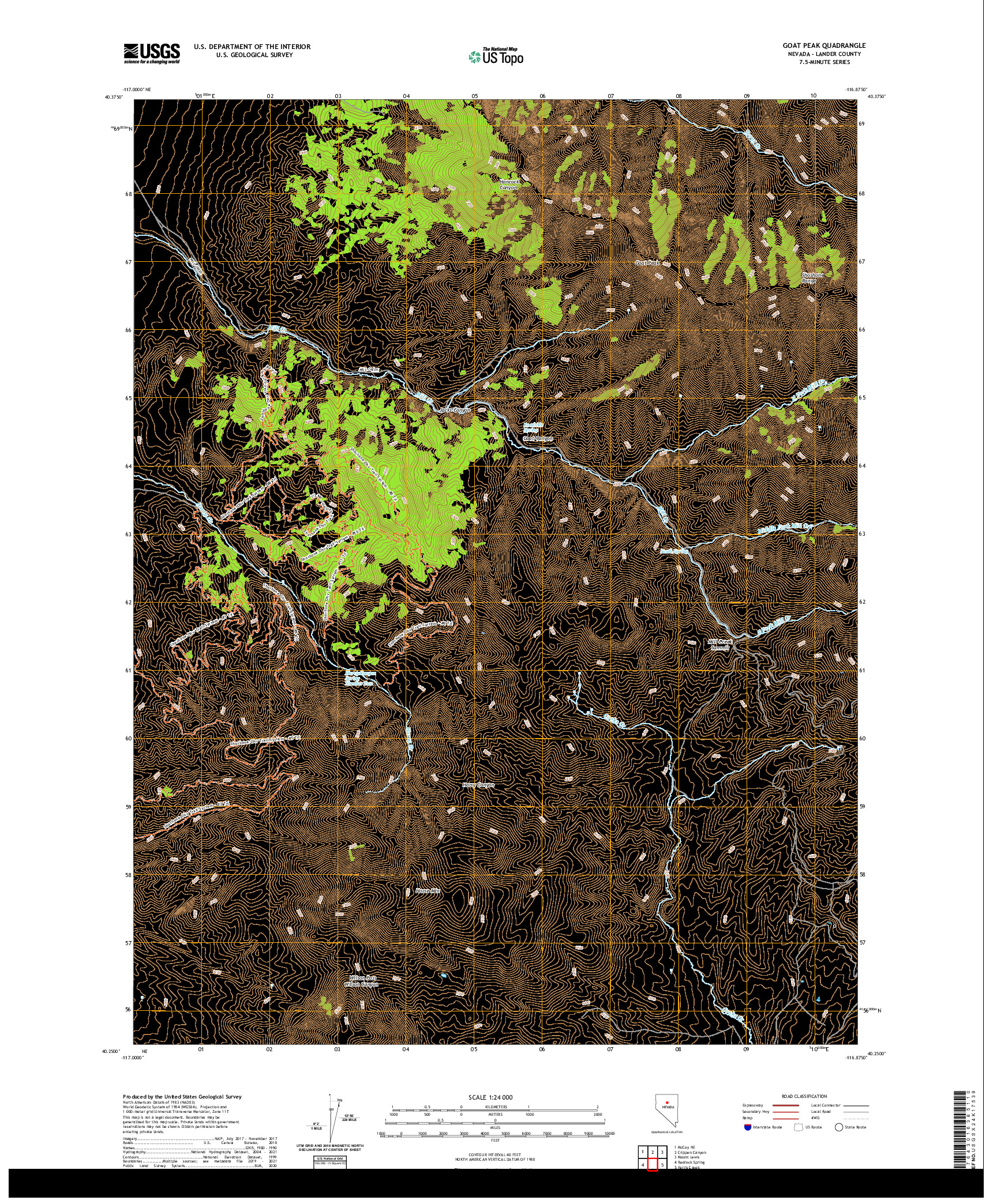 US TOPO 7.5-MINUTE MAP FOR GOAT PEAK, NV