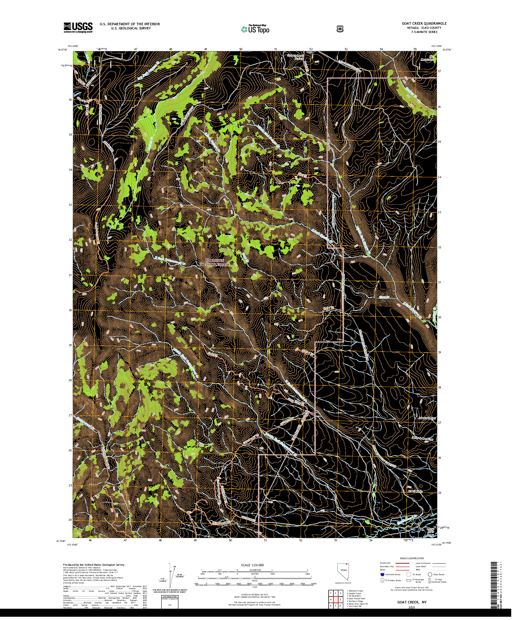 US TOPO 7.5-MINUTE MAP FOR GOAT CREEK, NV