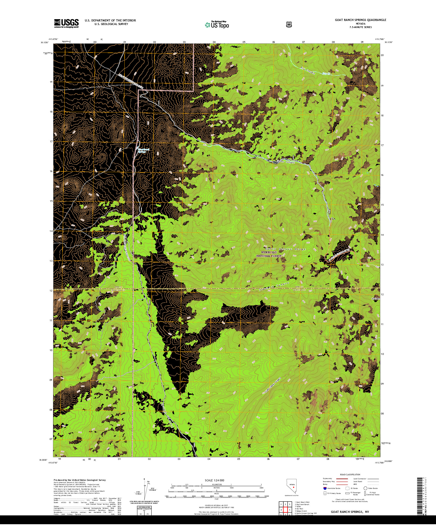 US TOPO 7.5-MINUTE MAP FOR GOAT RANCH SPRINGS, NV