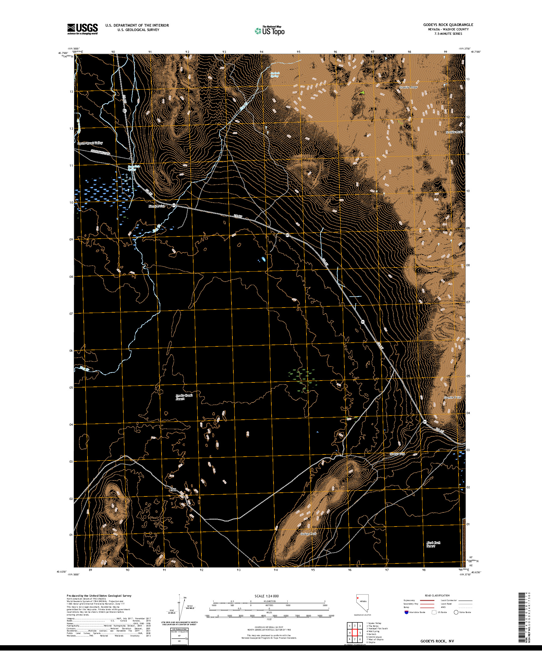 US TOPO 7.5-MINUTE MAP FOR GODEYS ROCK, NV