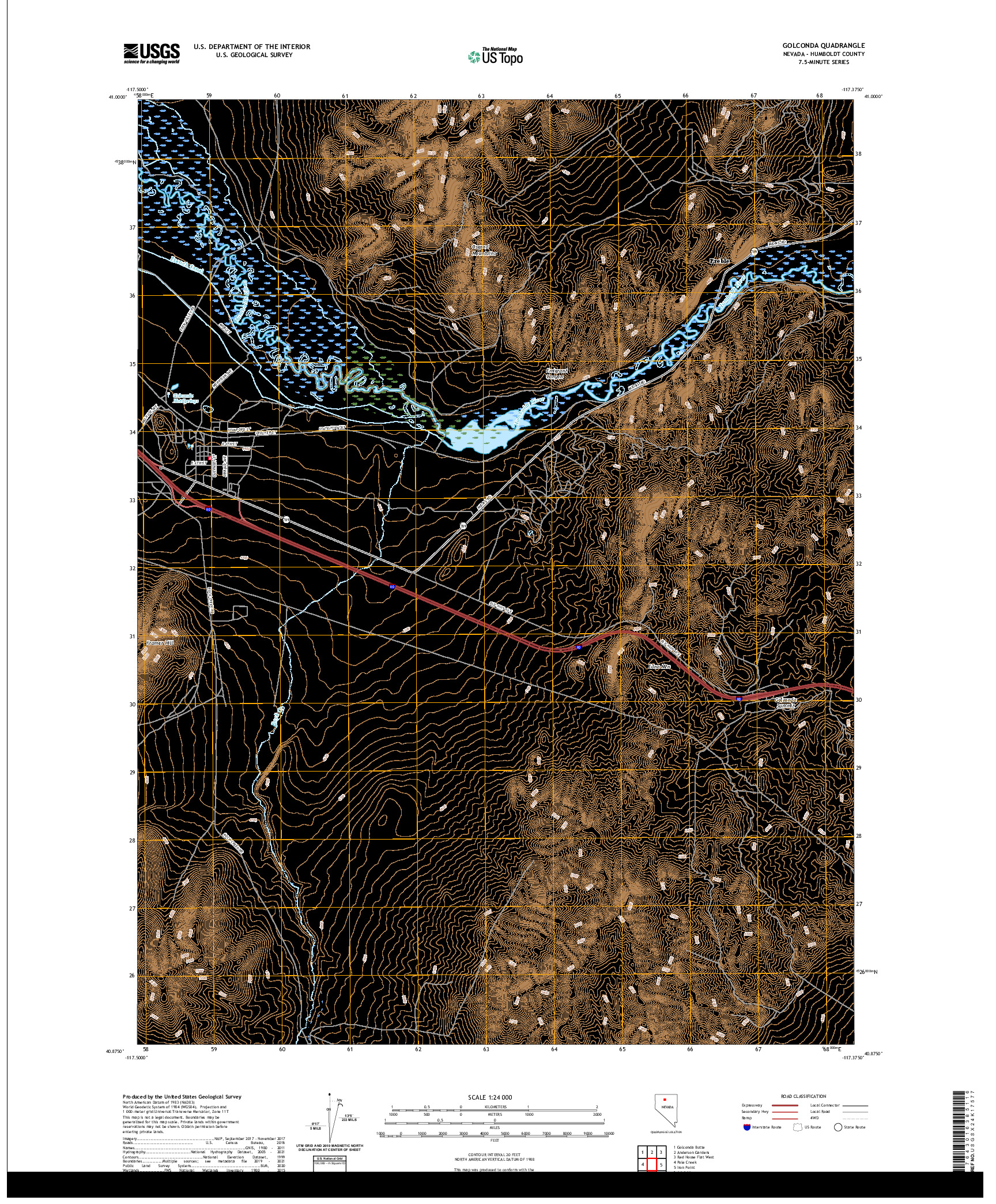 US TOPO 7.5-MINUTE MAP FOR GOLCONDA, NV